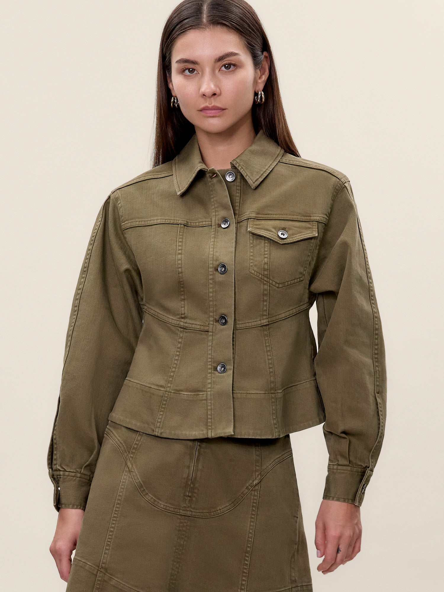  Carmen Garment Dyed Jacket in Olive by Rebecca Taylor