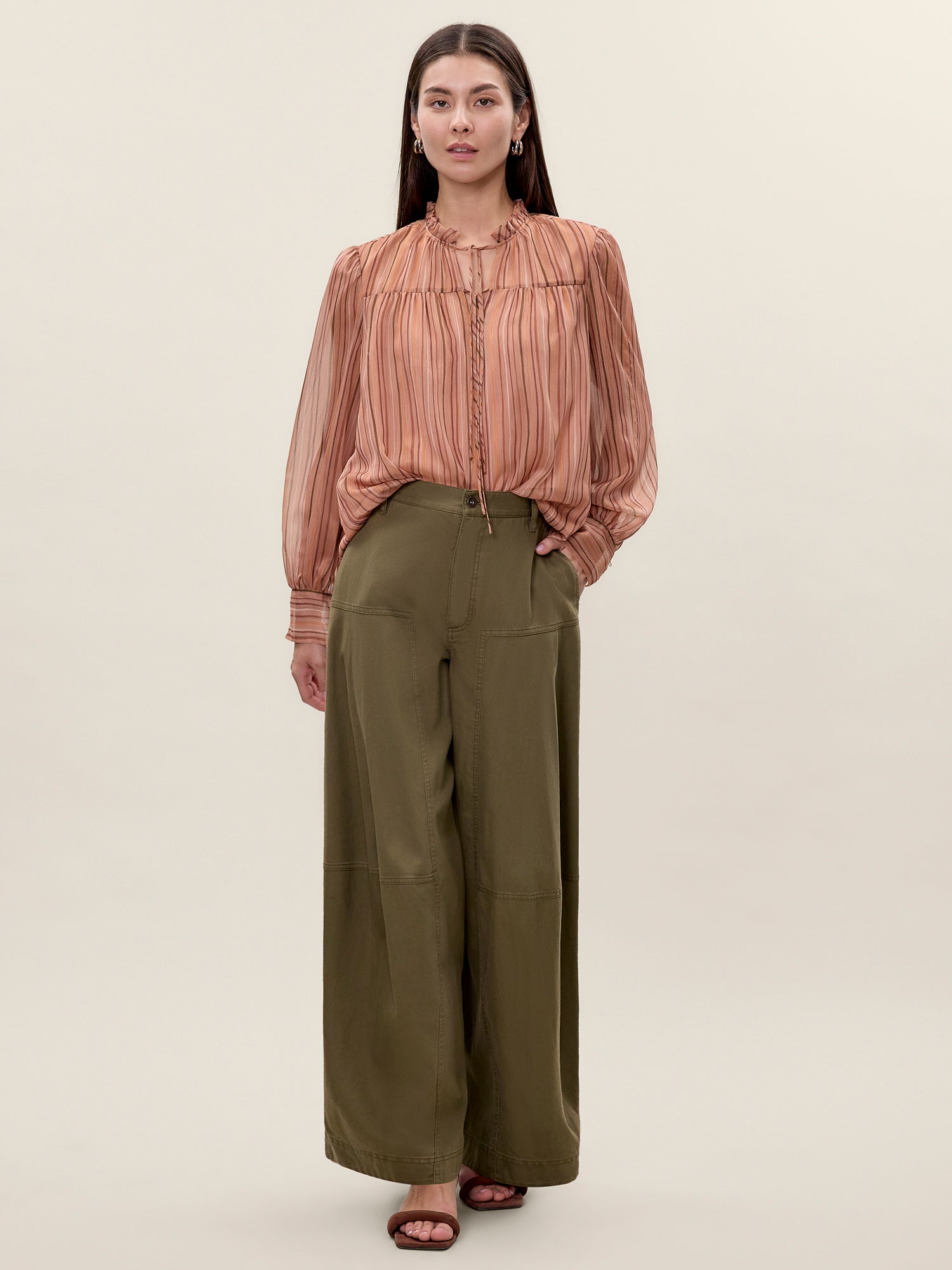  Celeste Stripe Blouse in Persimmon Stripe Multi by Rebecca Taylor