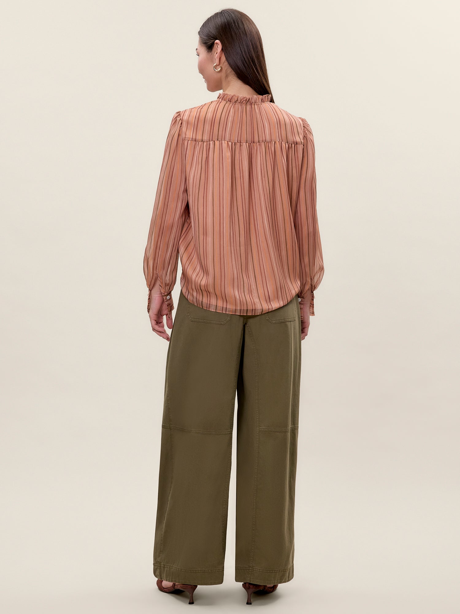  Celeste Stripe Blouse in Persimmon Stripe Multi by Rebecca Taylor