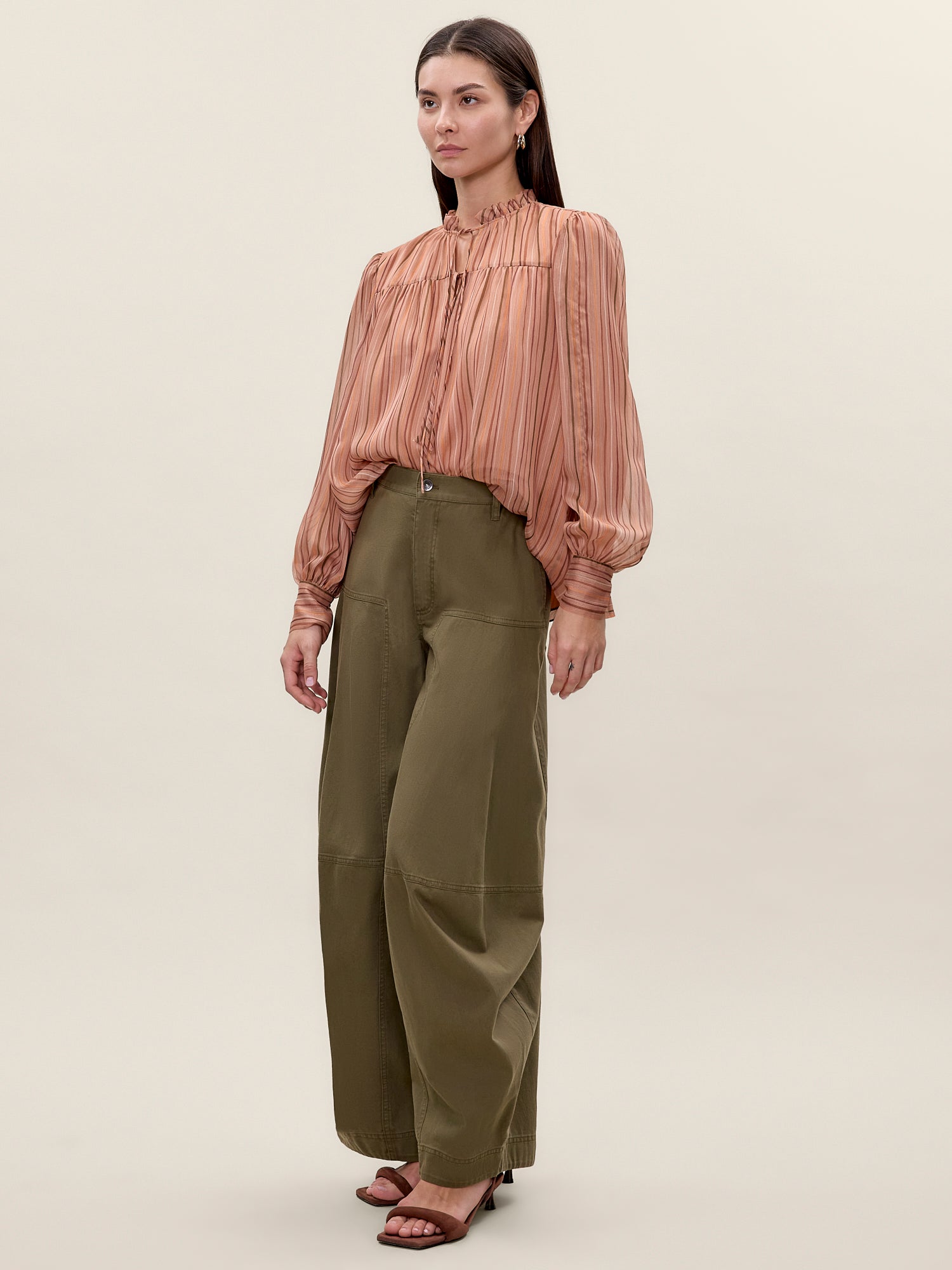  Celeste Stripe Blouse in Persimmon Stripe Multi by Rebecca Taylor