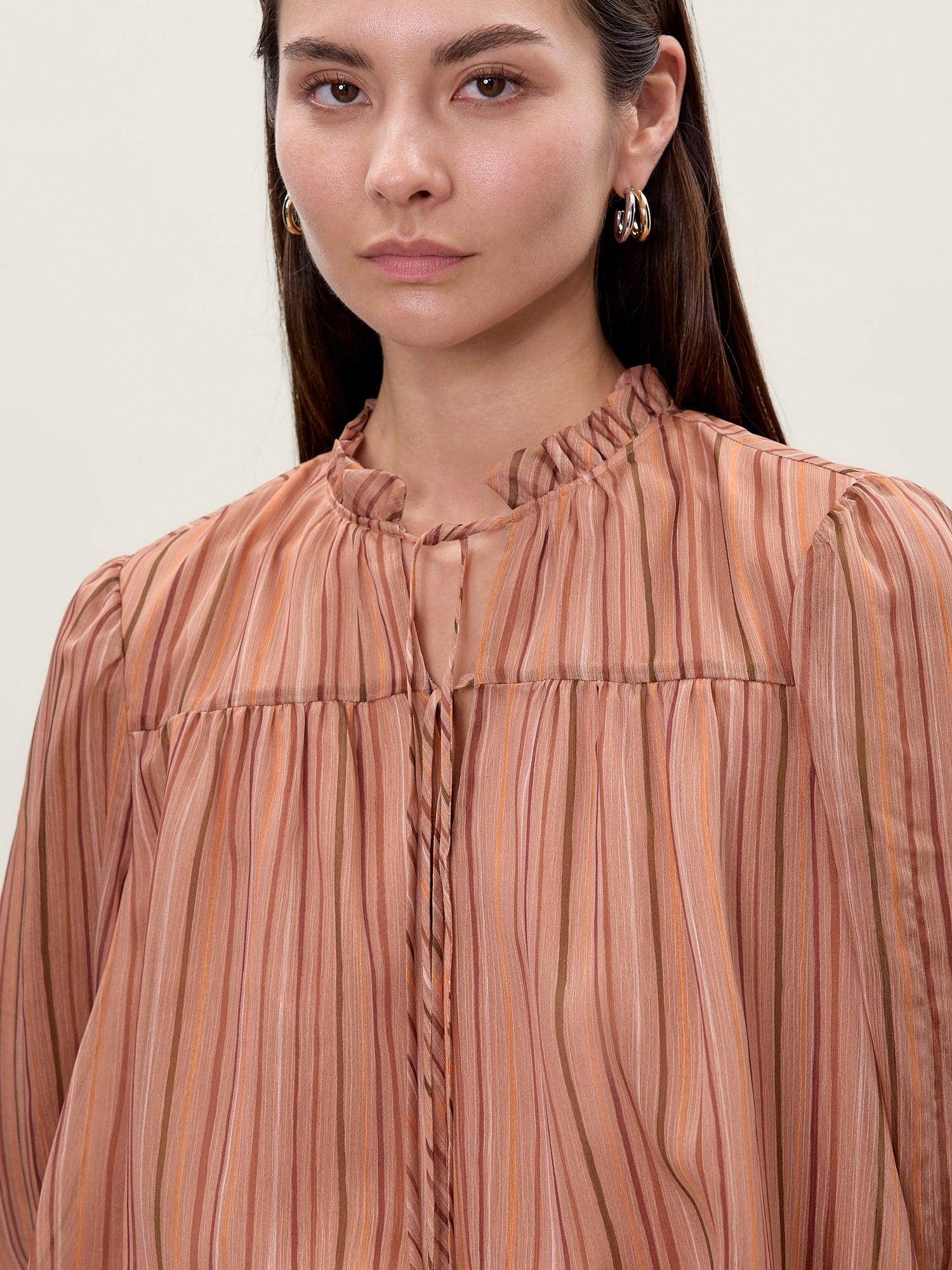  Celeste Stripe Blouse in Persimmon Stripe Multi by Rebecca Taylor