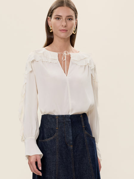 Ivory Lillith Ruffle Blouse - Rebecca Taylor