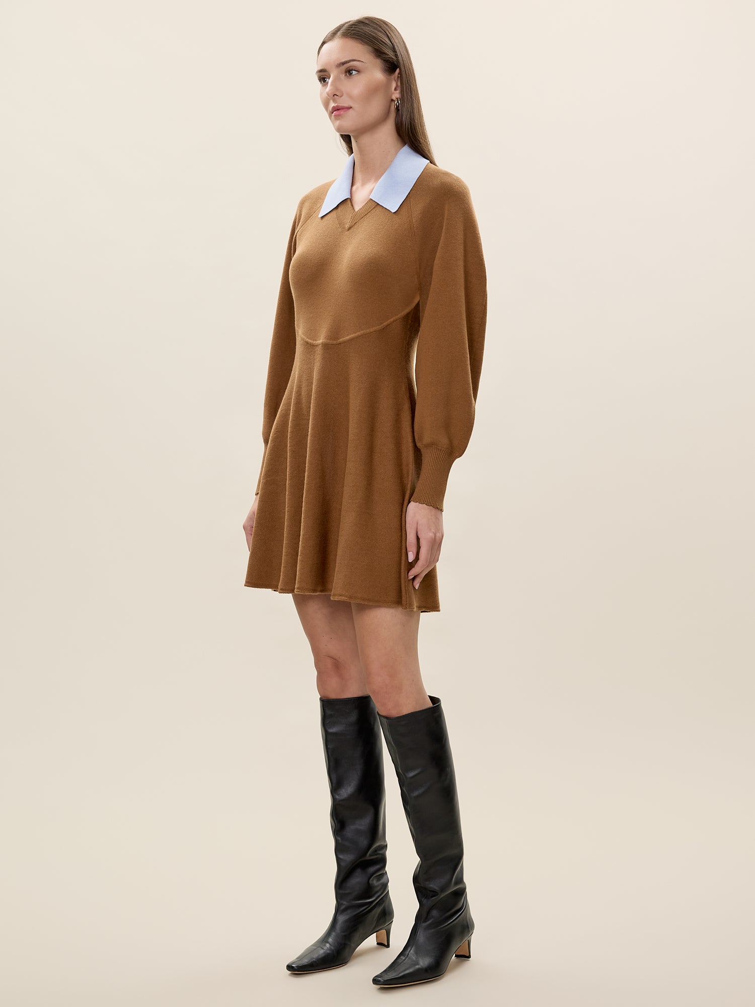 tobacco colored sweater Wide Neck Sweatshirt in Woven in Italy from extra fine merino wool by Zegna Baruffa Reiss Merino Roll-Neck Jumper in