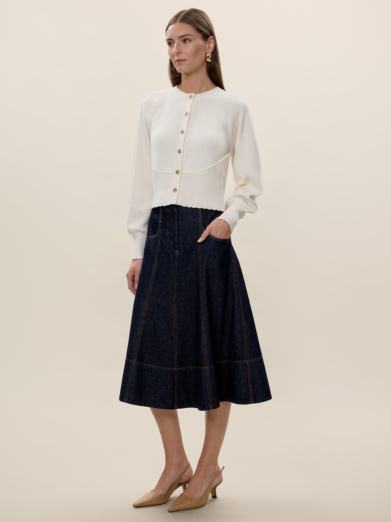  Rhea Knit Cardigan in Ivory by Rebecca Taylor