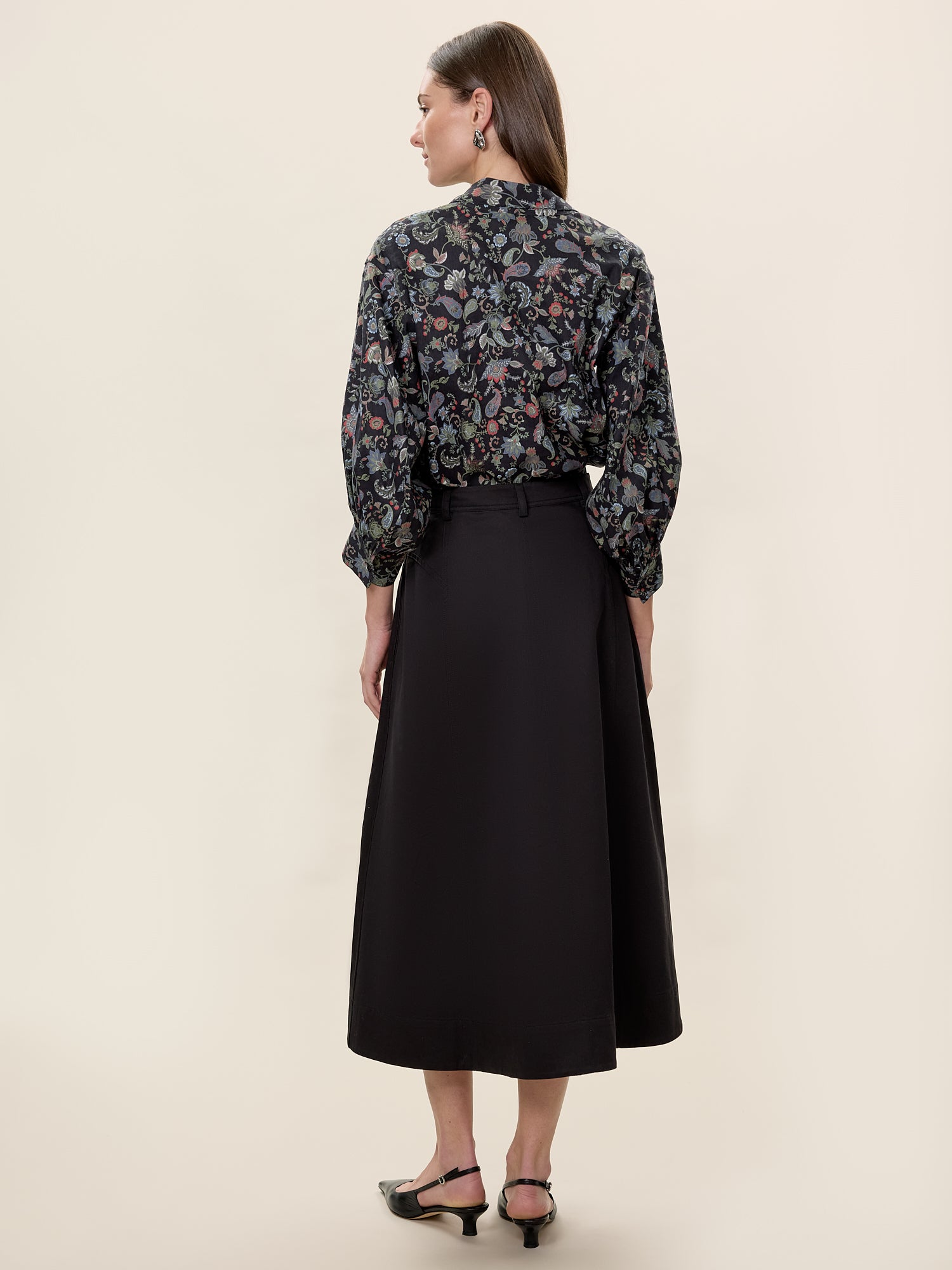  Aurelia Stretch Linen Top in Navy Multi by Rebecca Taylor