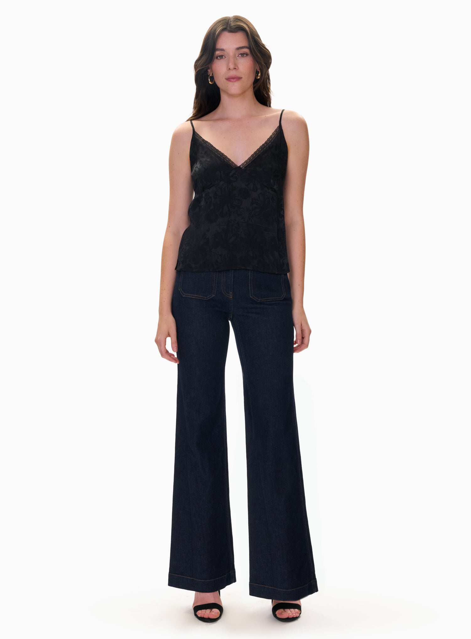  Amber Jacquard Cami in Noir by Rebecca Taylor