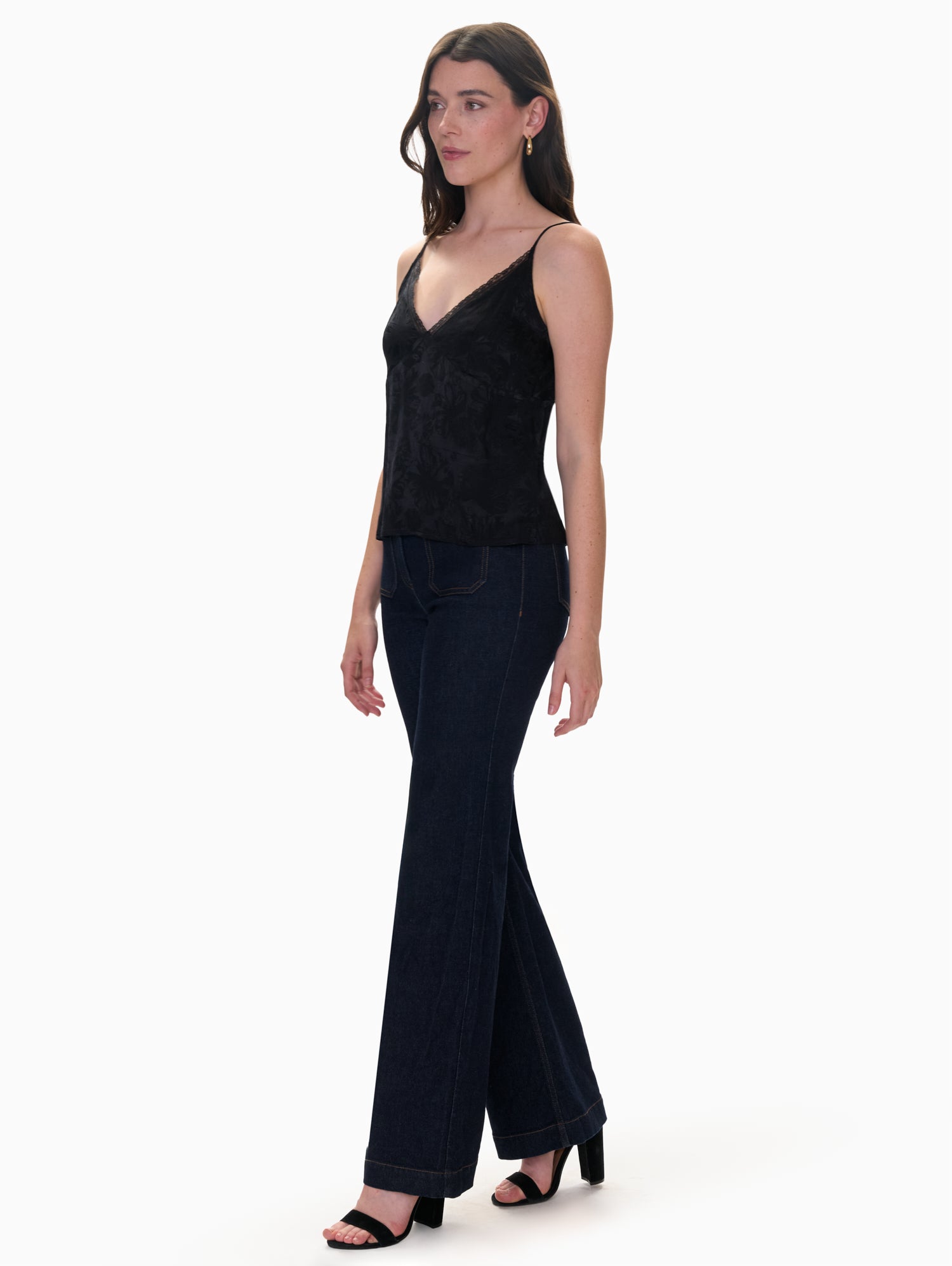  Amber Jacquard Cami in Noir by Rebecca Taylor