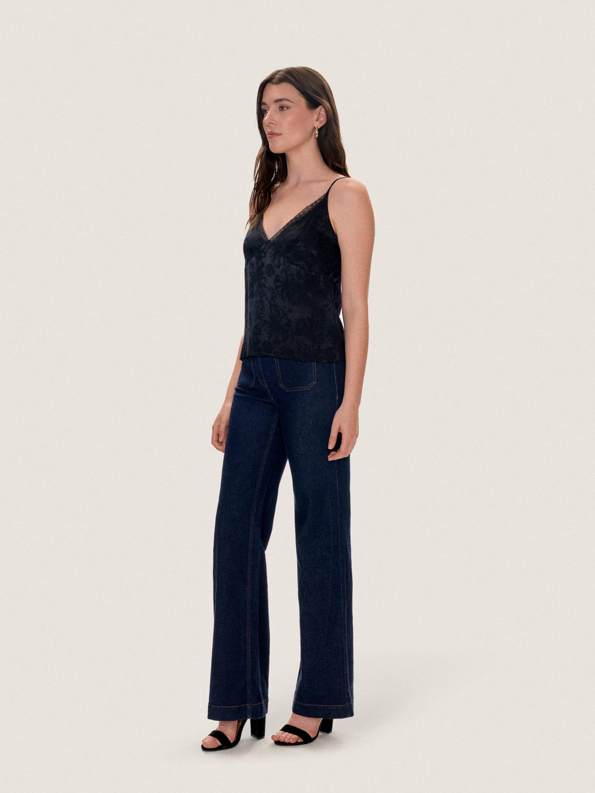  Amber Jacquard Cami in Noir by Rebecca Taylor