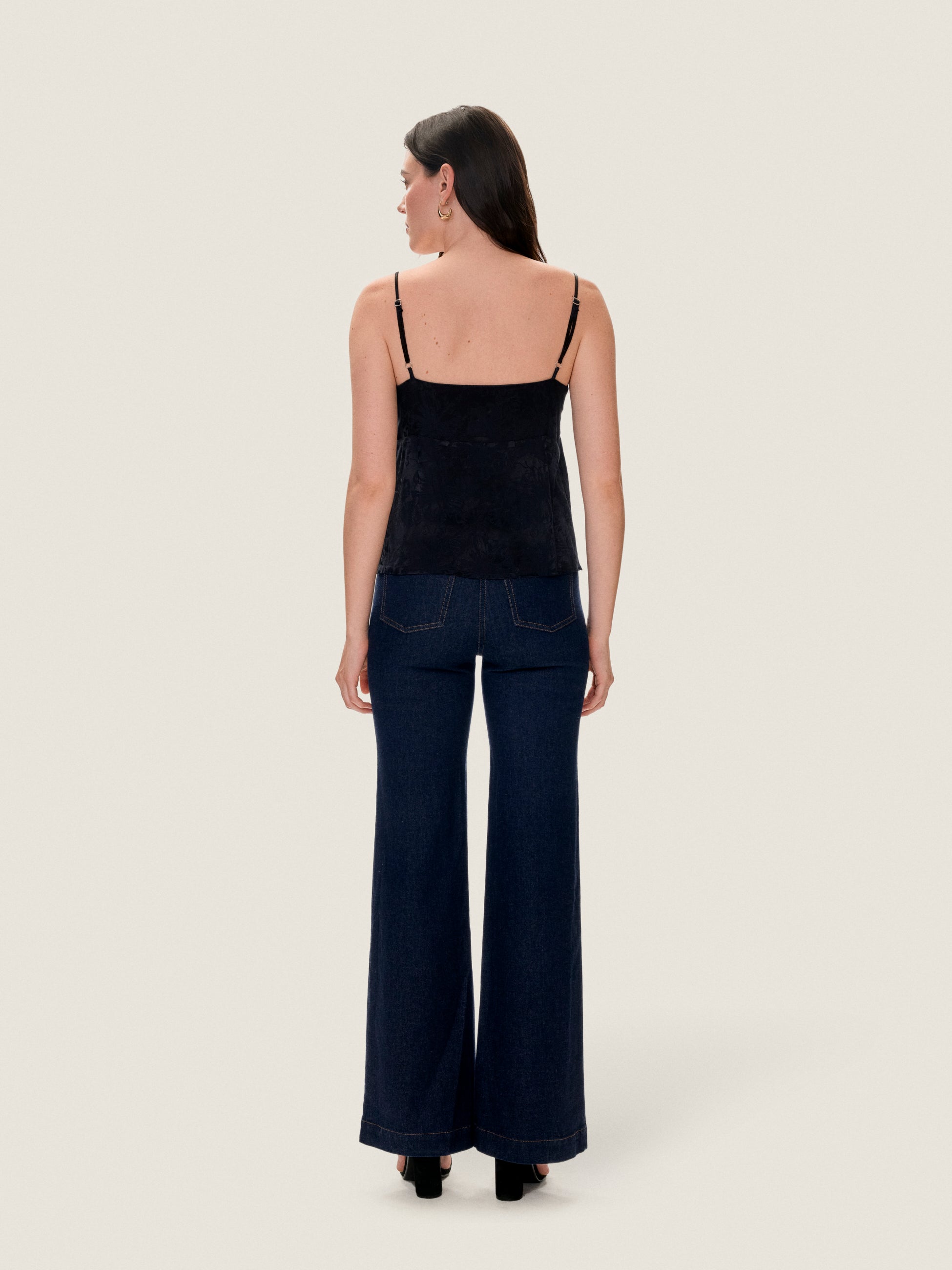  Amber Jacquard Cami in Noir by Rebecca Taylor