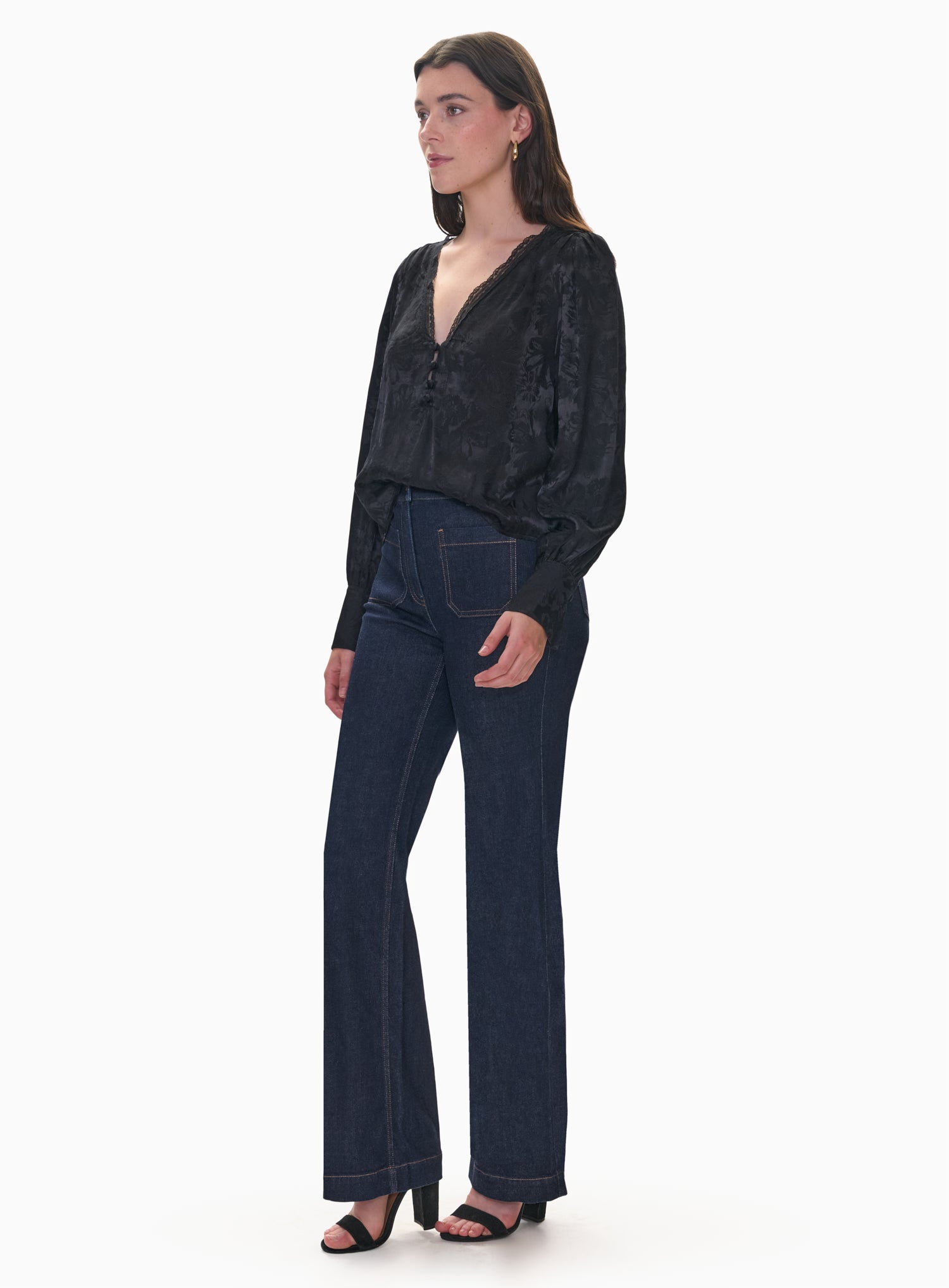  Audrey Jacquard Blouse in Noir by Rebecca Taylor