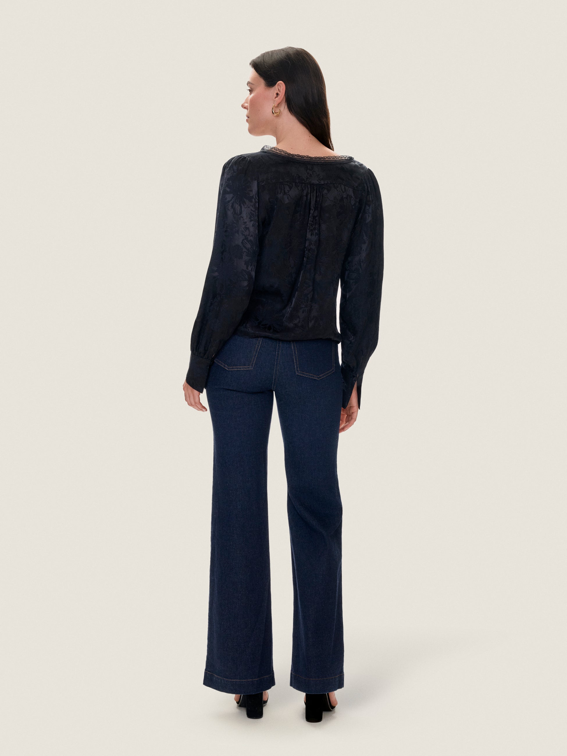  Audrey Jacquard Blouse in Noir by Rebecca Taylor