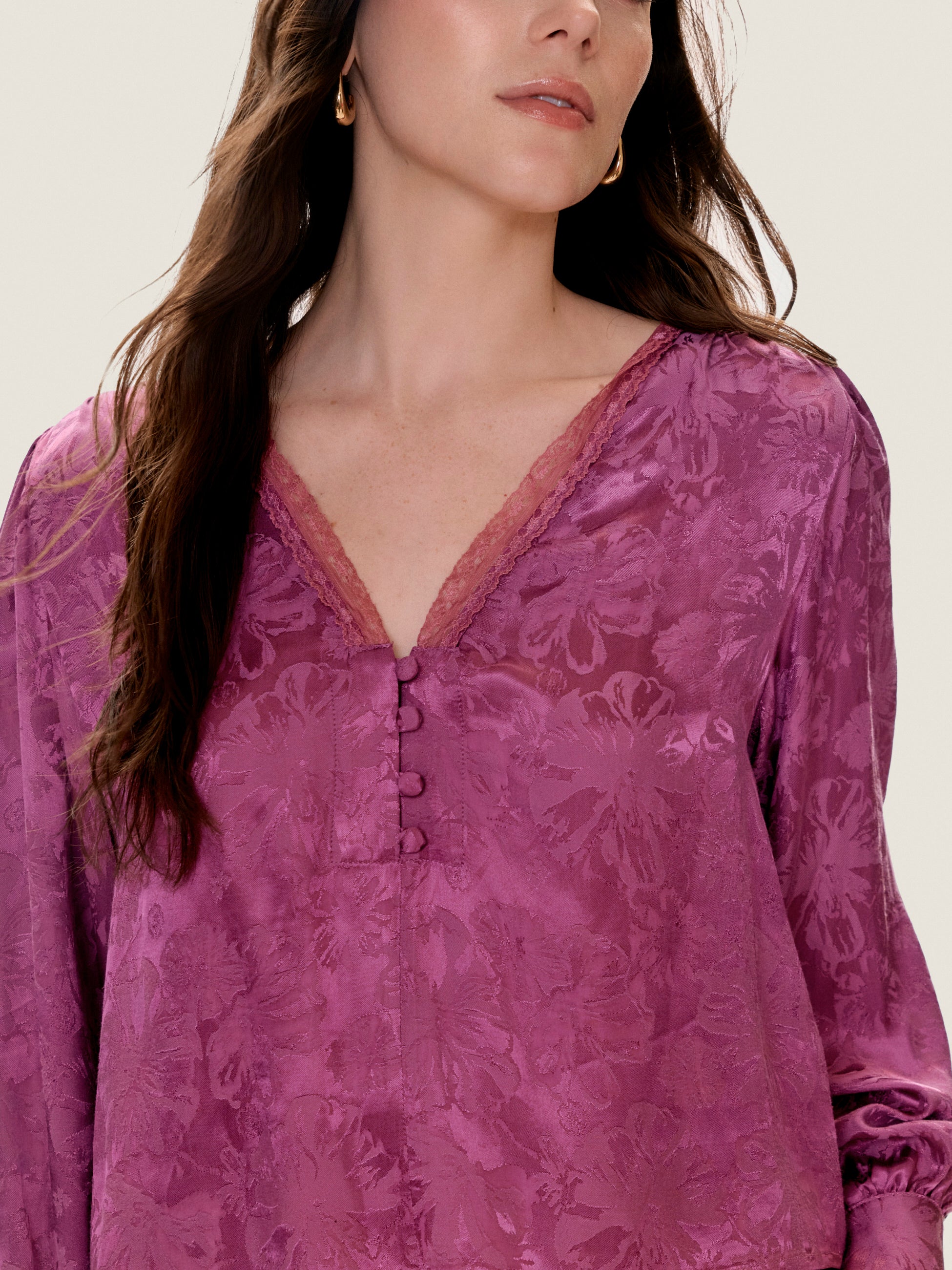  Audrey Jacquard Blouse in Plum by Rebecca Taylor