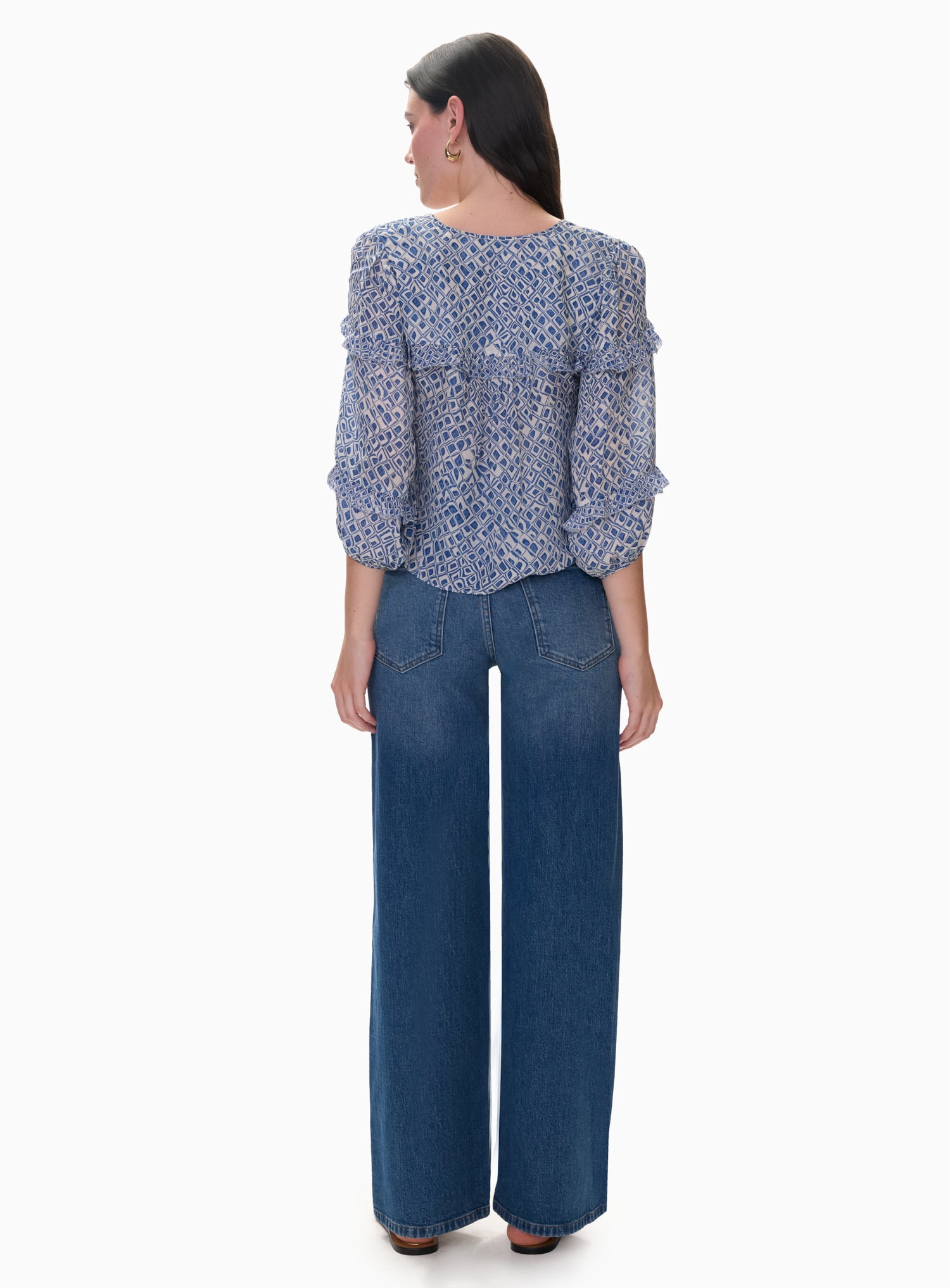  Charlotte Print Mix Blouse in Indigo Blue Multi by Rebecca Taylor