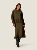 Emelia Fringe Sweater in Olive
