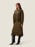 Emelia Fringe Sweater in Olive