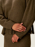 Emelia Fringe Sweater in Olive