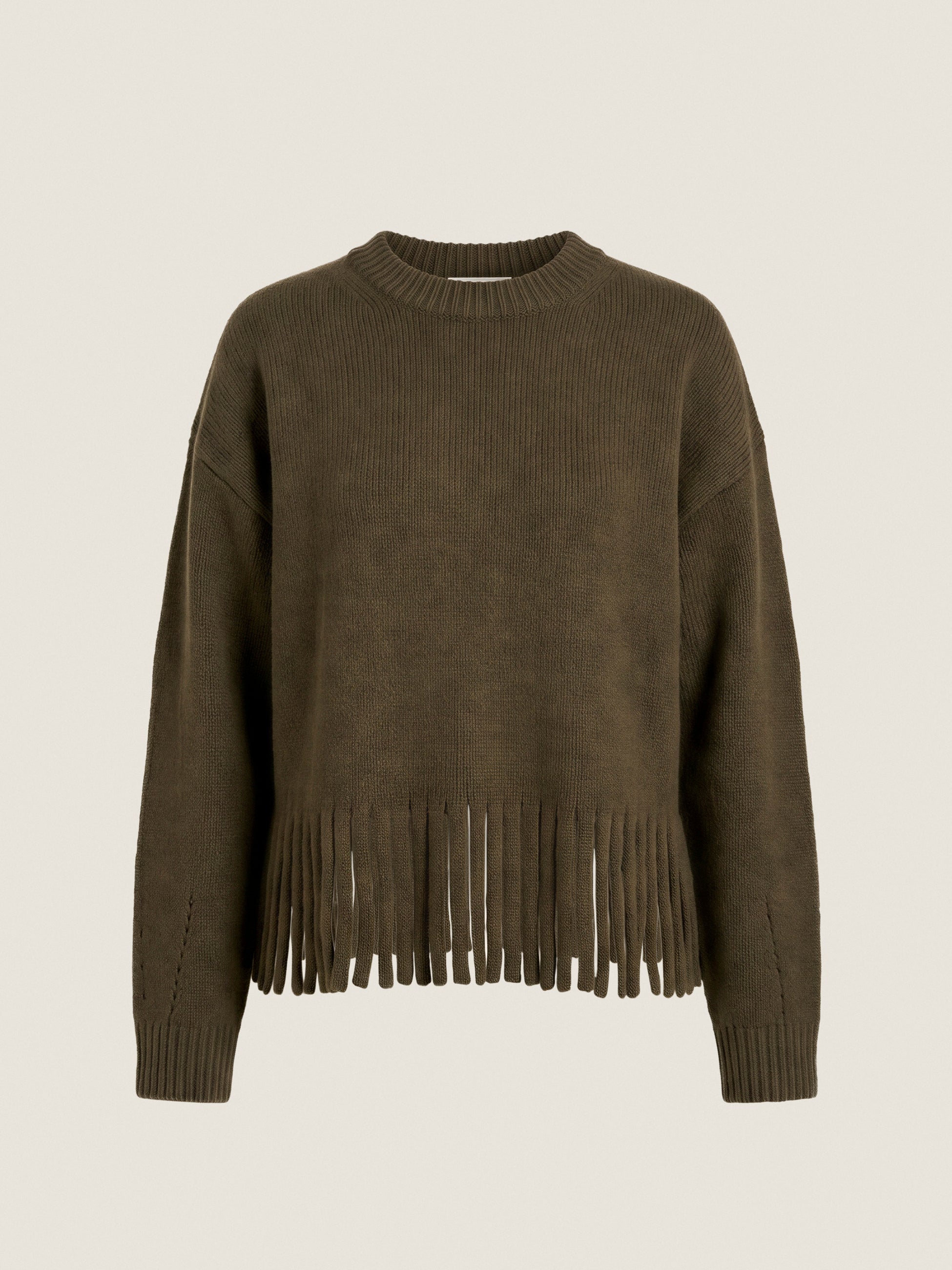  Emelia Fringe Sweater in Olive in Olive by Rebecca Taylor