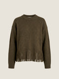 Emelia Fringe Sweater in Olive