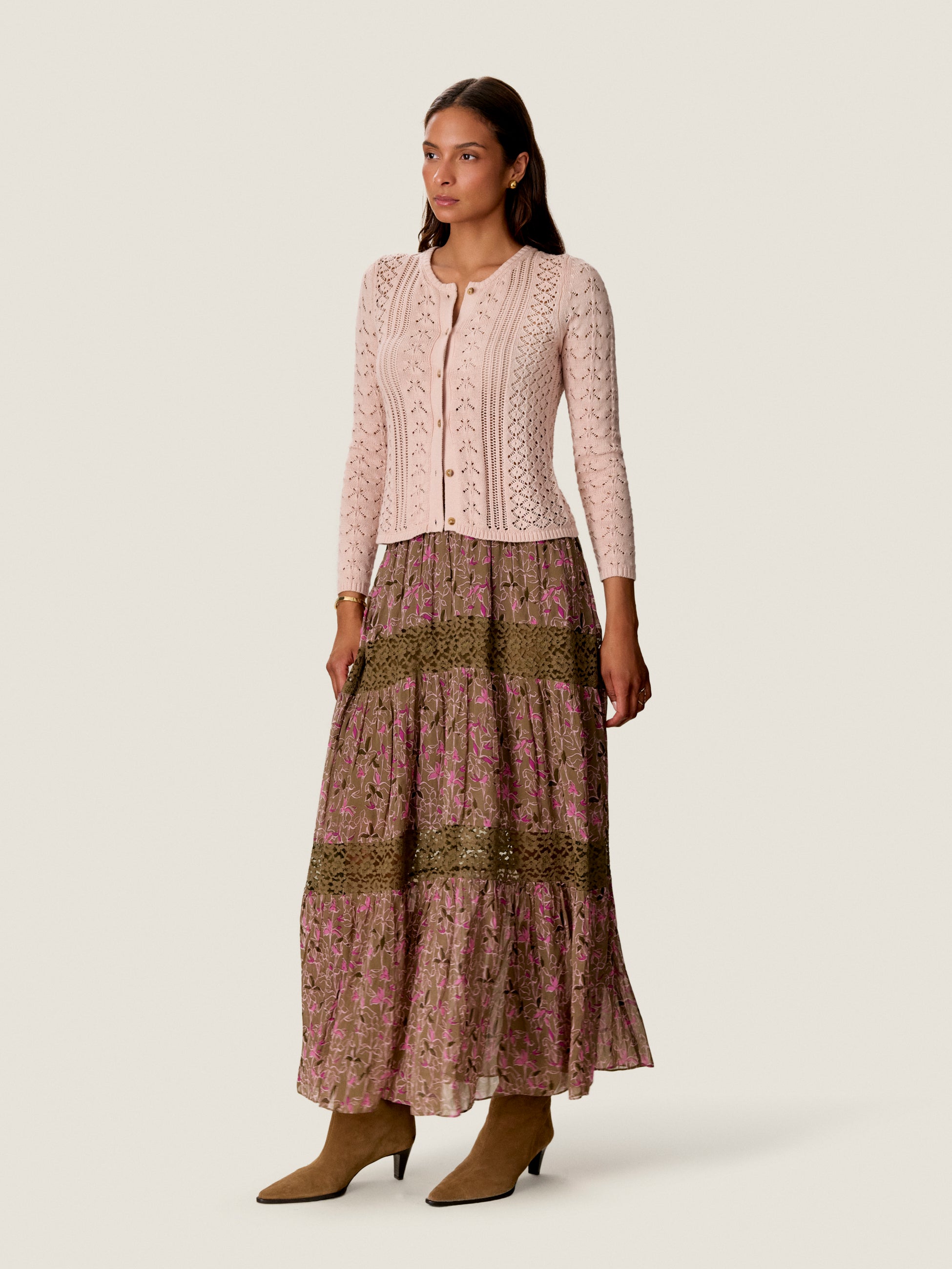  Hannah Pointelle Cardigan in Desert Rose by Rebecca Taylor