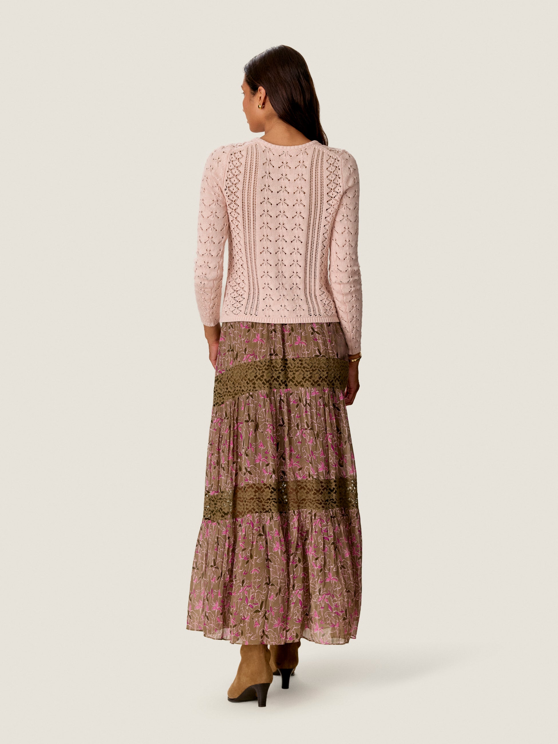  Hannah Pointelle Cardigan in Desert Rose by Rebecca Taylor