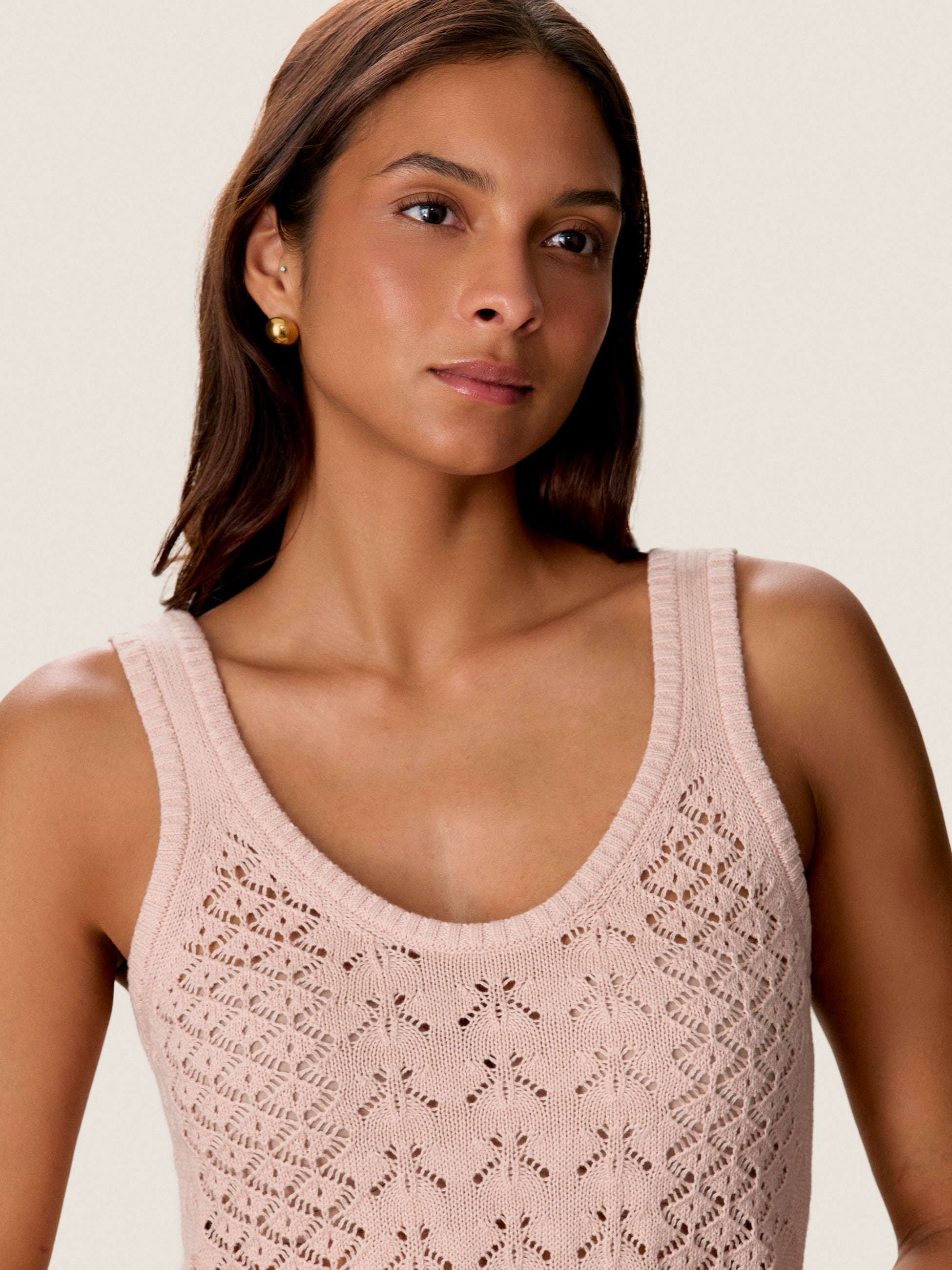  Hannah Pointelle Tank in Desert Rose by Rebecca Taylor