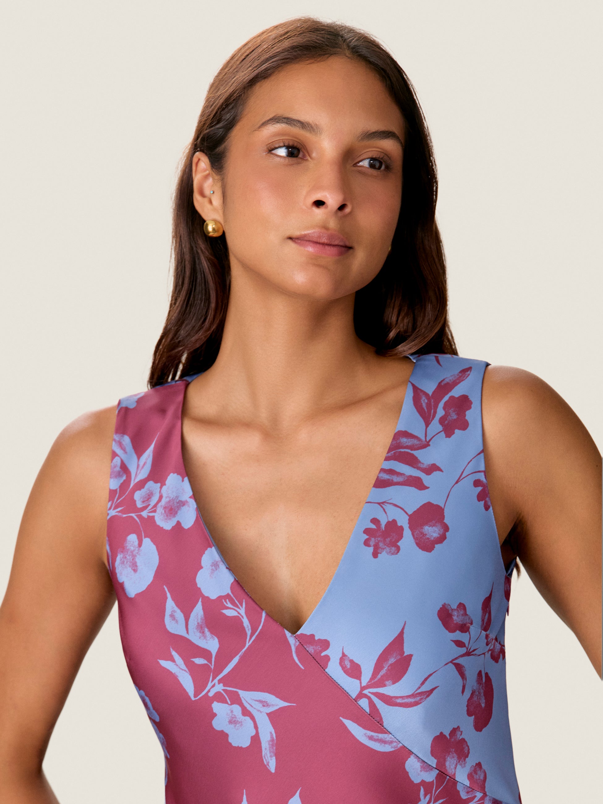  Harper Print Mix Dress in Cornflower/Plum Multi by Rebecca Taylor