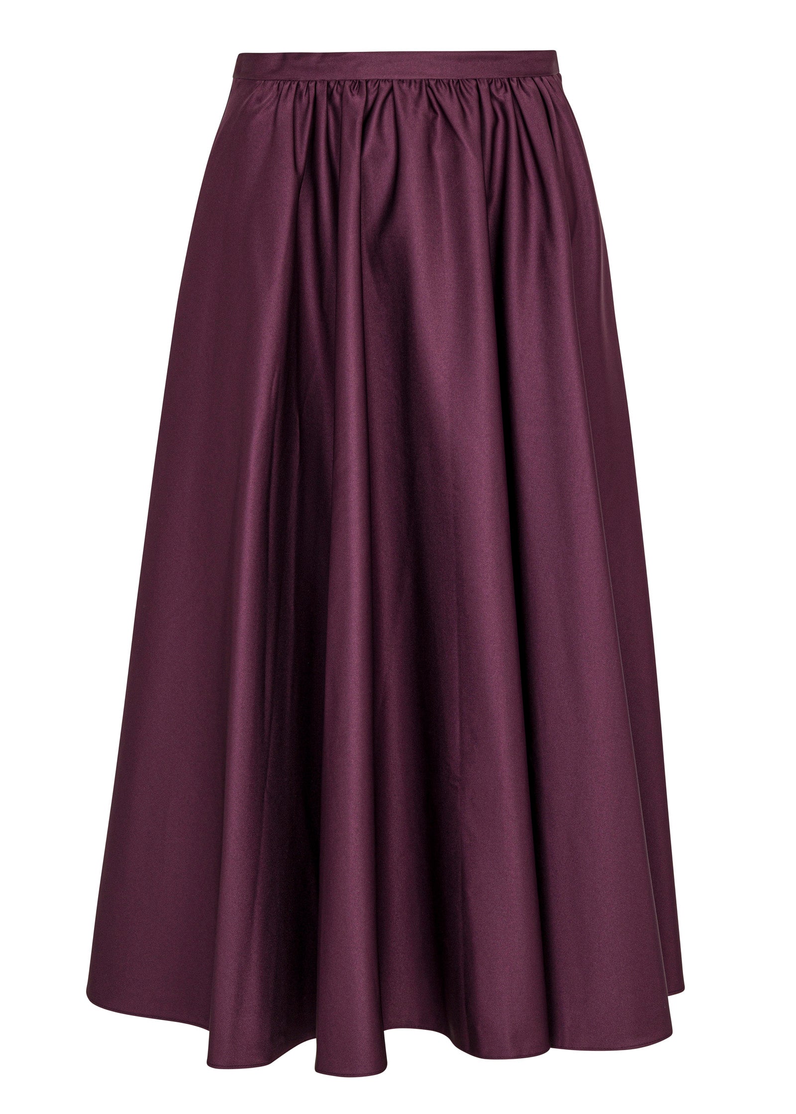 Plum Streamlined Midi Skirt Techy Sateen Skirt in Plum by Rebecca Taylor