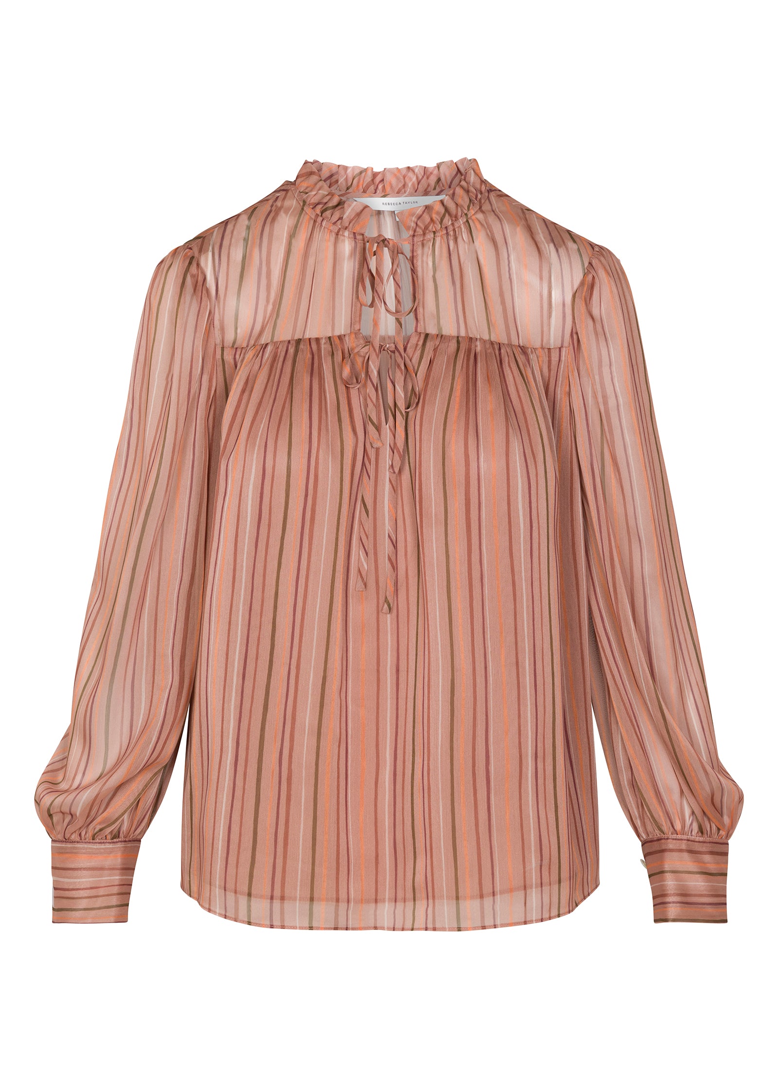  Celeste Stripe Blouse in Persimmon Stripe Multi by Rebecca Taylor