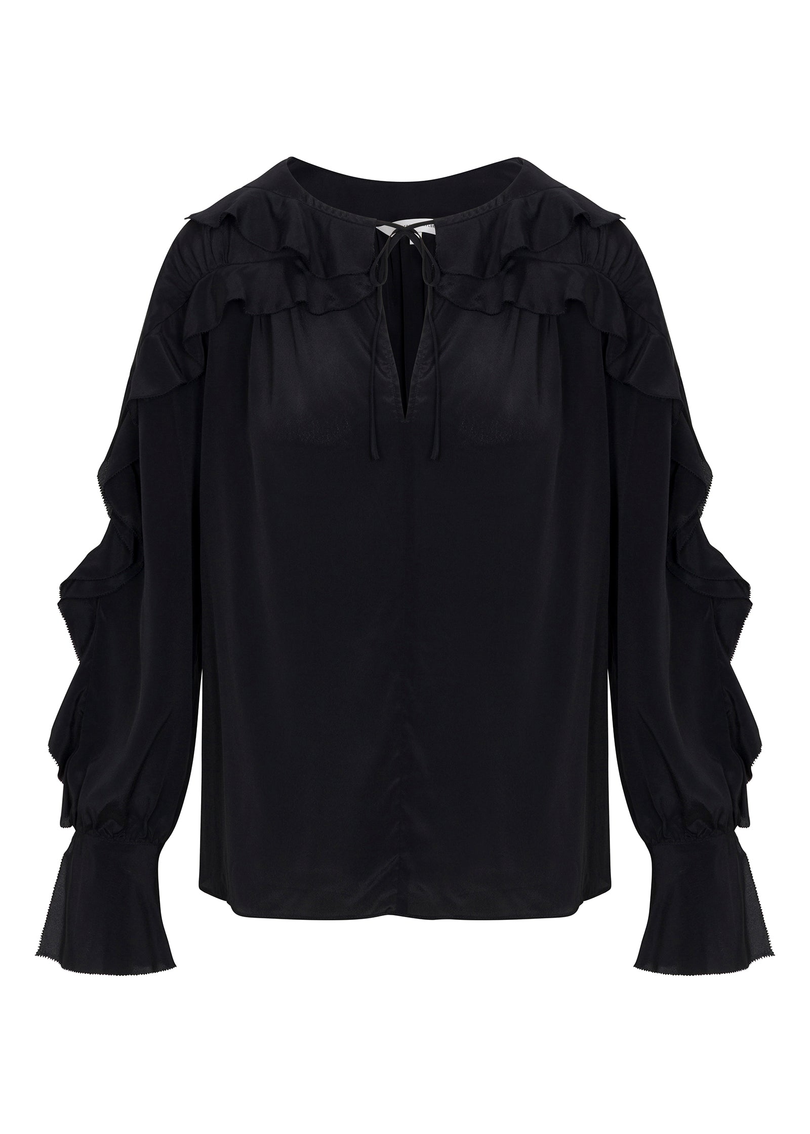  Lillith Ruffle Blouse in Black by Rebecca Taylor