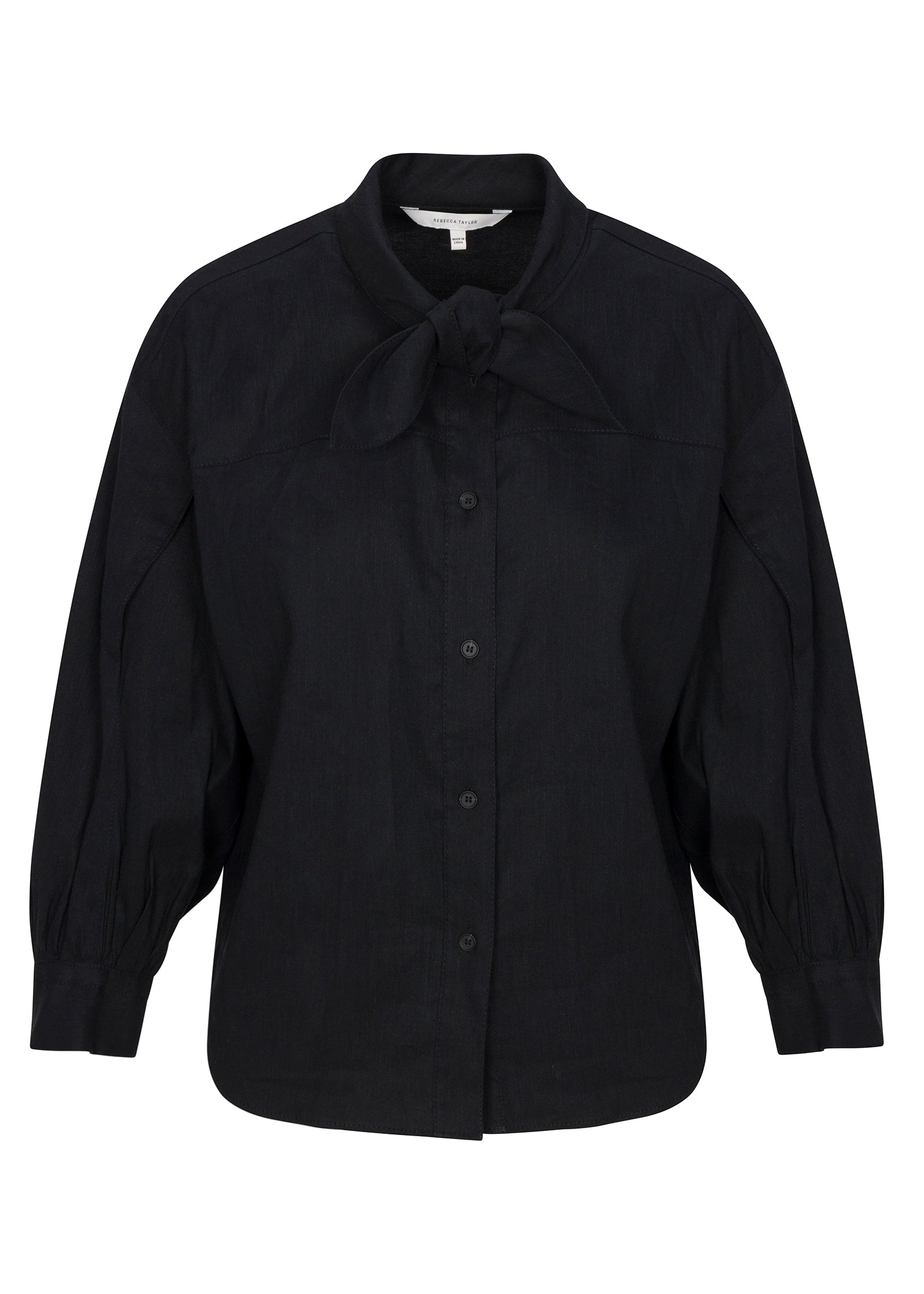  Stretch Linen Top in Black by Rebecca Taylor