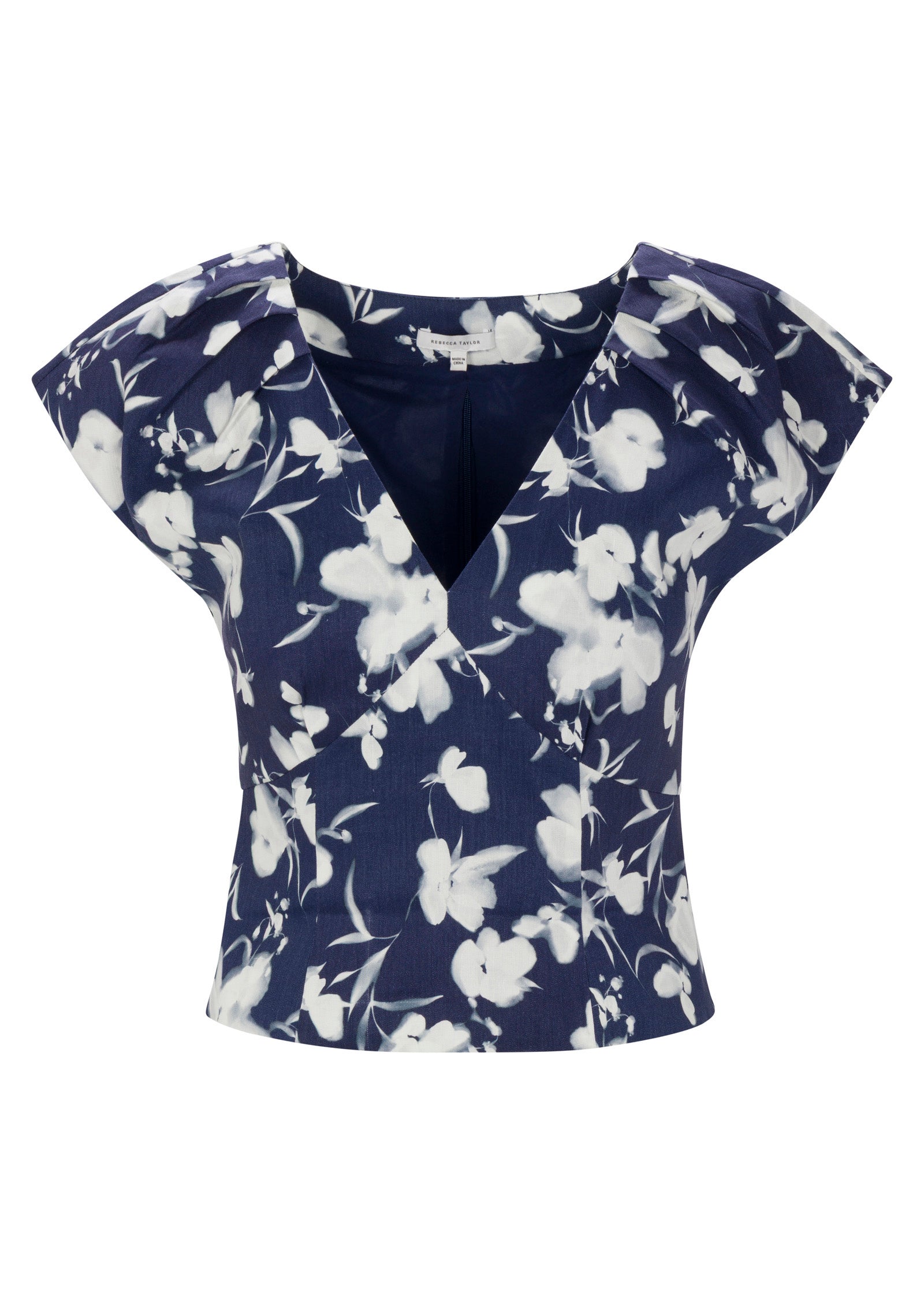  Bea Linen Blouse in Navy Combo by Rebecca Taylor