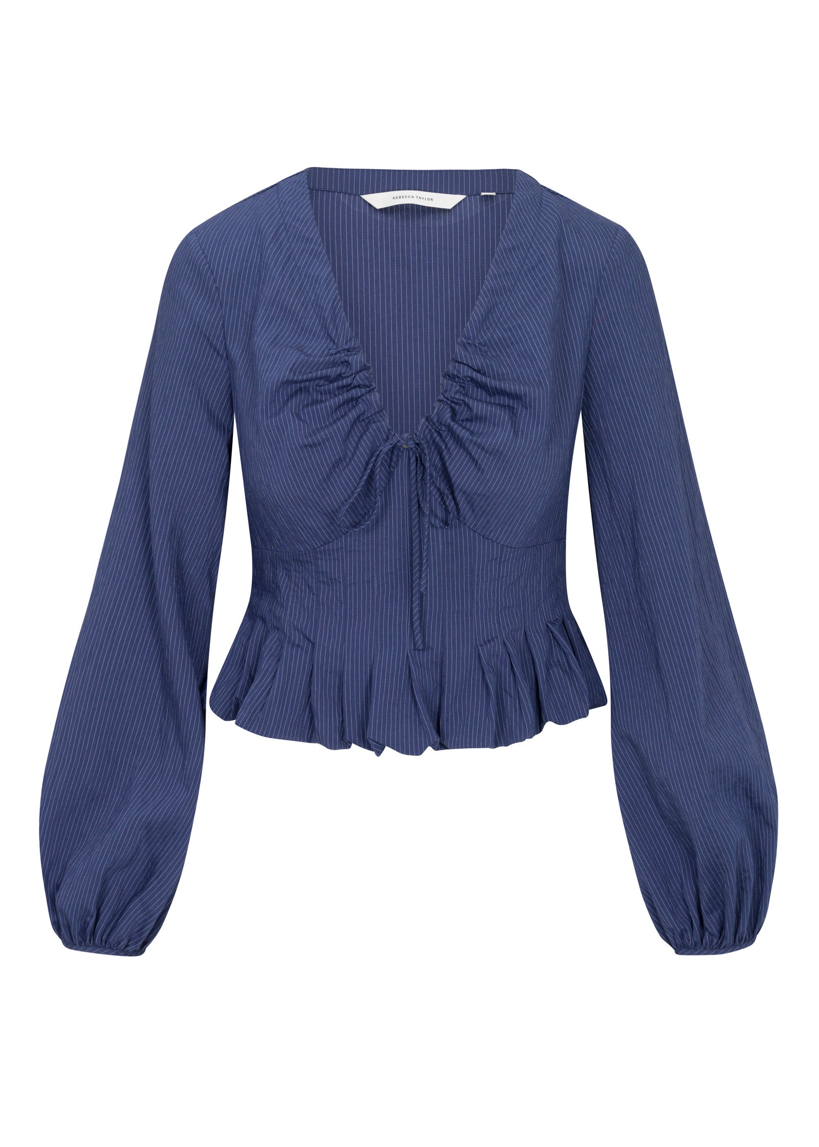  Allegra Stripe Blouse in Navy by Rebecca Taylor