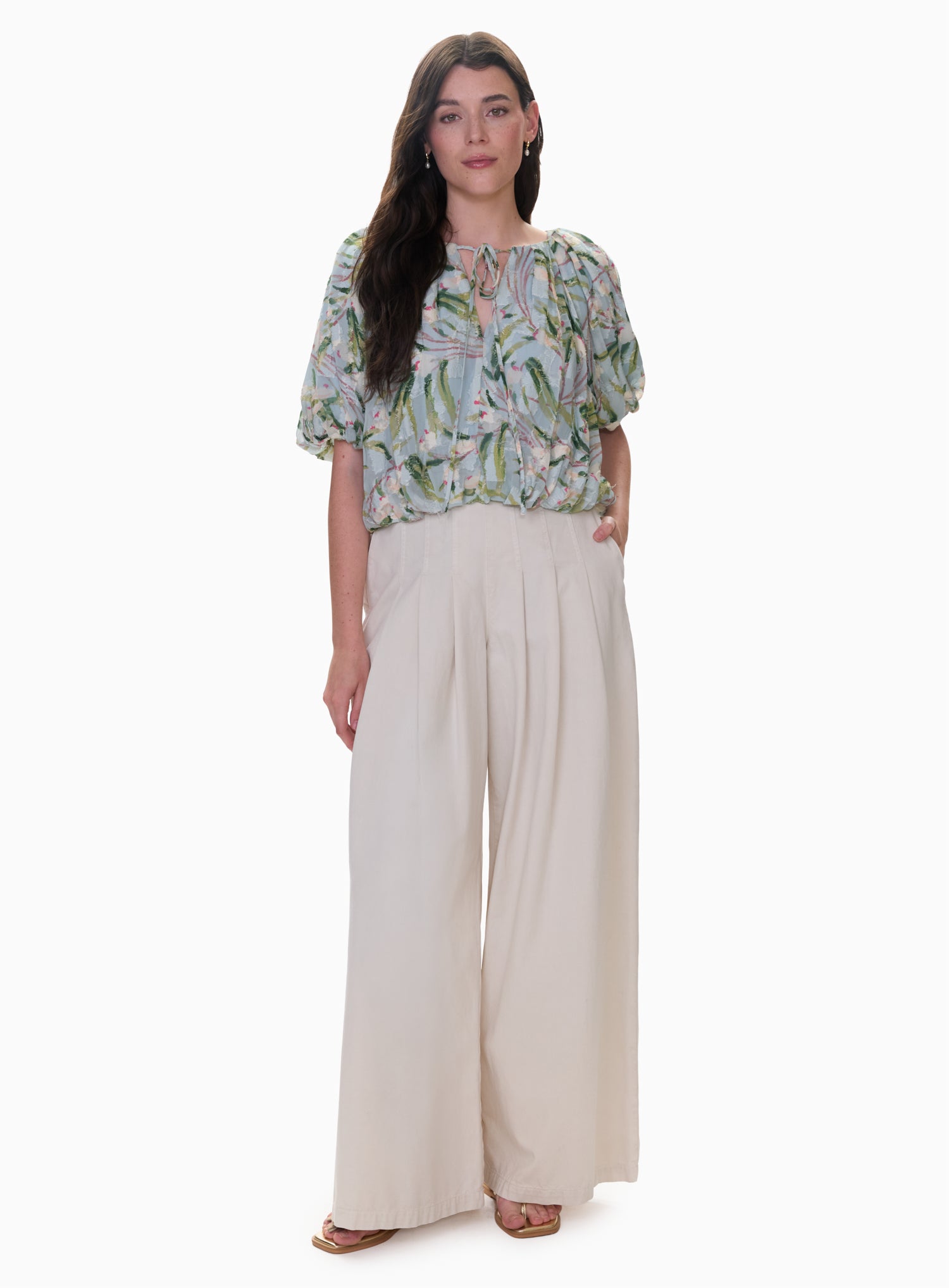  Isla Bubble Crop Top in Seafoam Multi by Rebecca Taylor