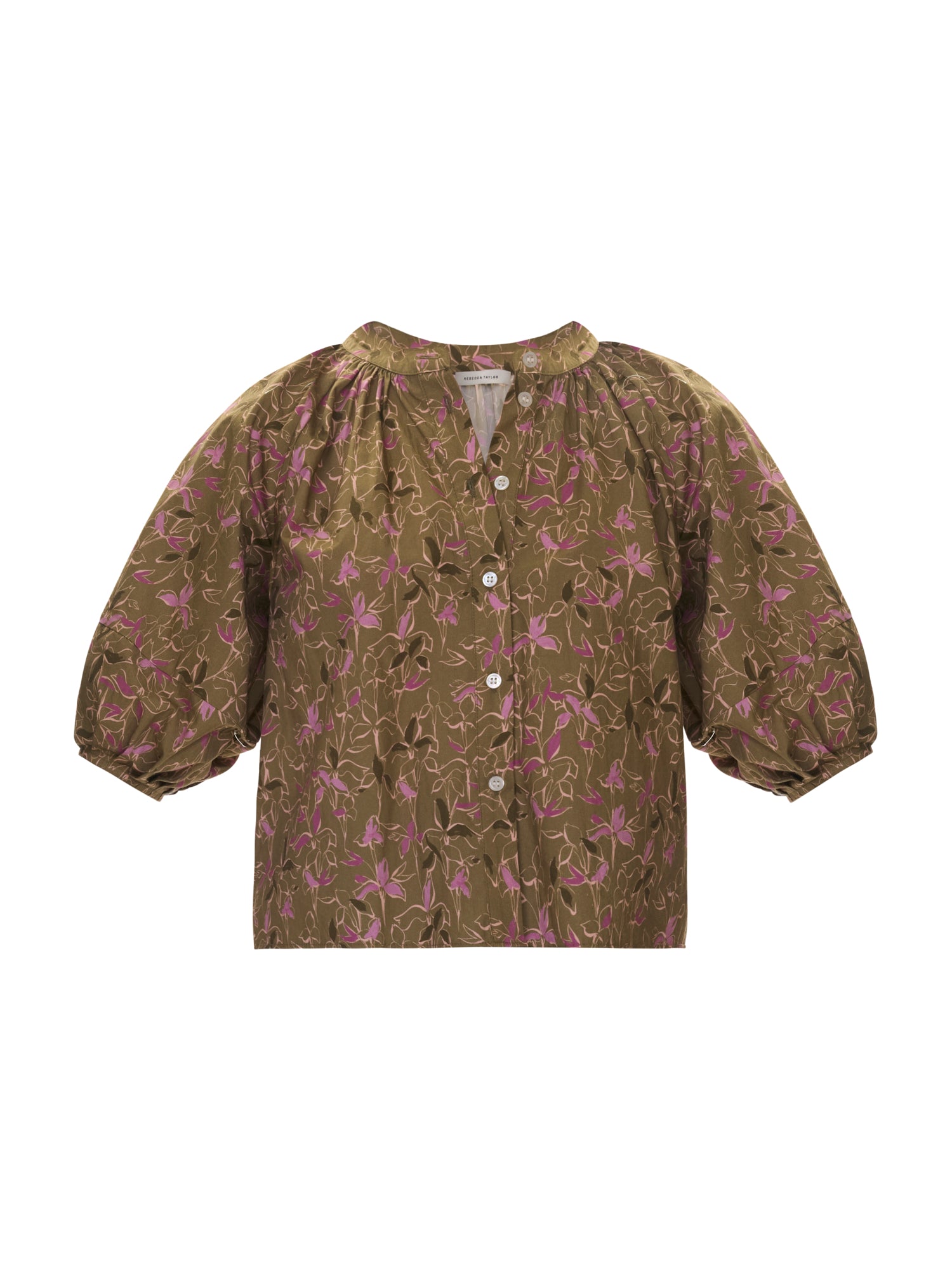  Josie Pleat Shirt in Olive Multi by Rebecca Taylor