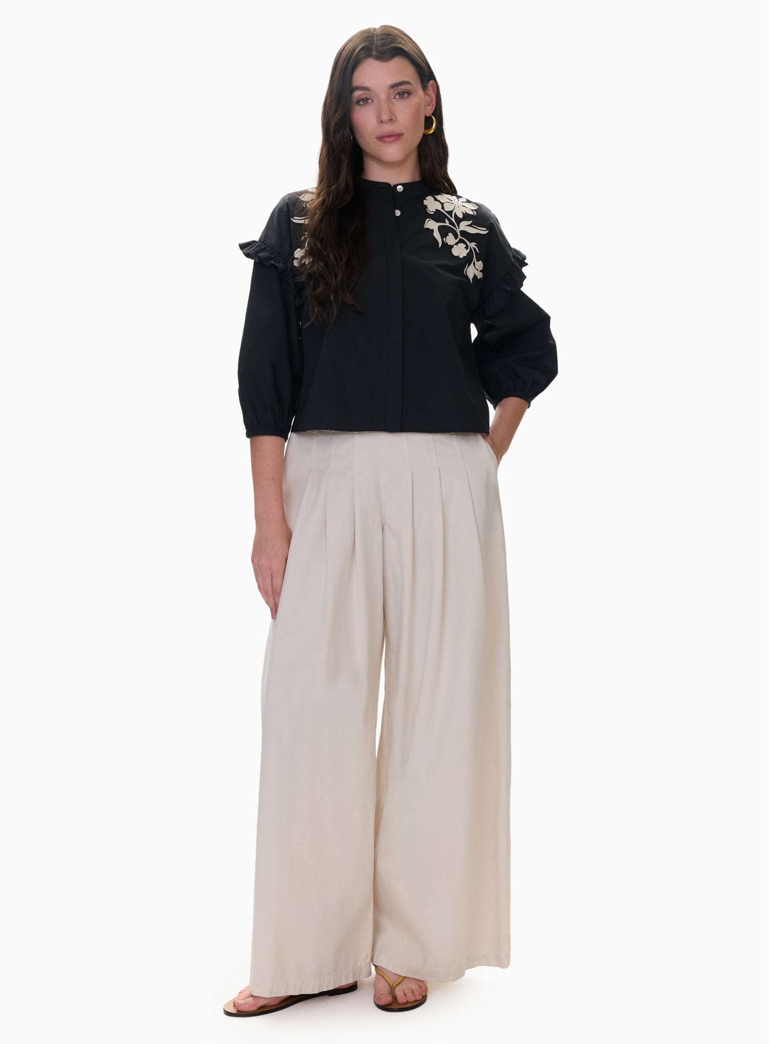  Lydia Applique Top in Noir by Rebecca Taylor