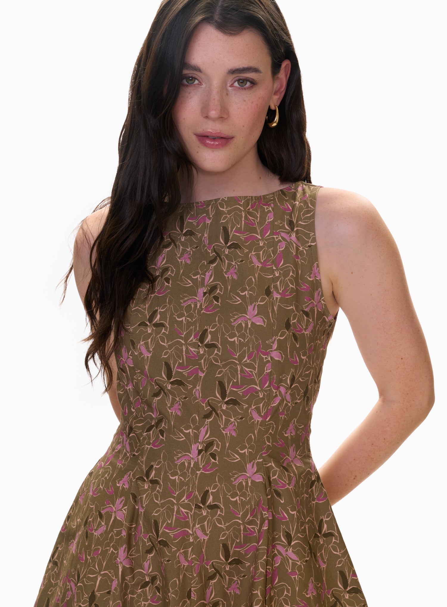 Madelyn Seamed Mini Dress in Olive Multi by Rebecca Taylor