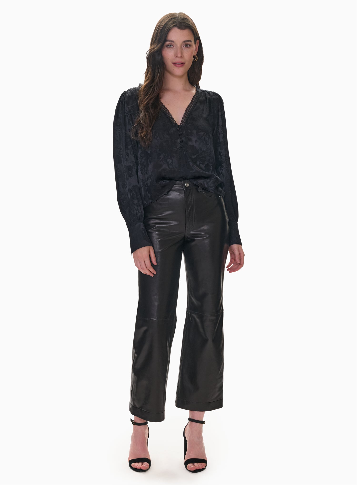  Madison Crop Kick Flare in Noir by Rebecca Taylor