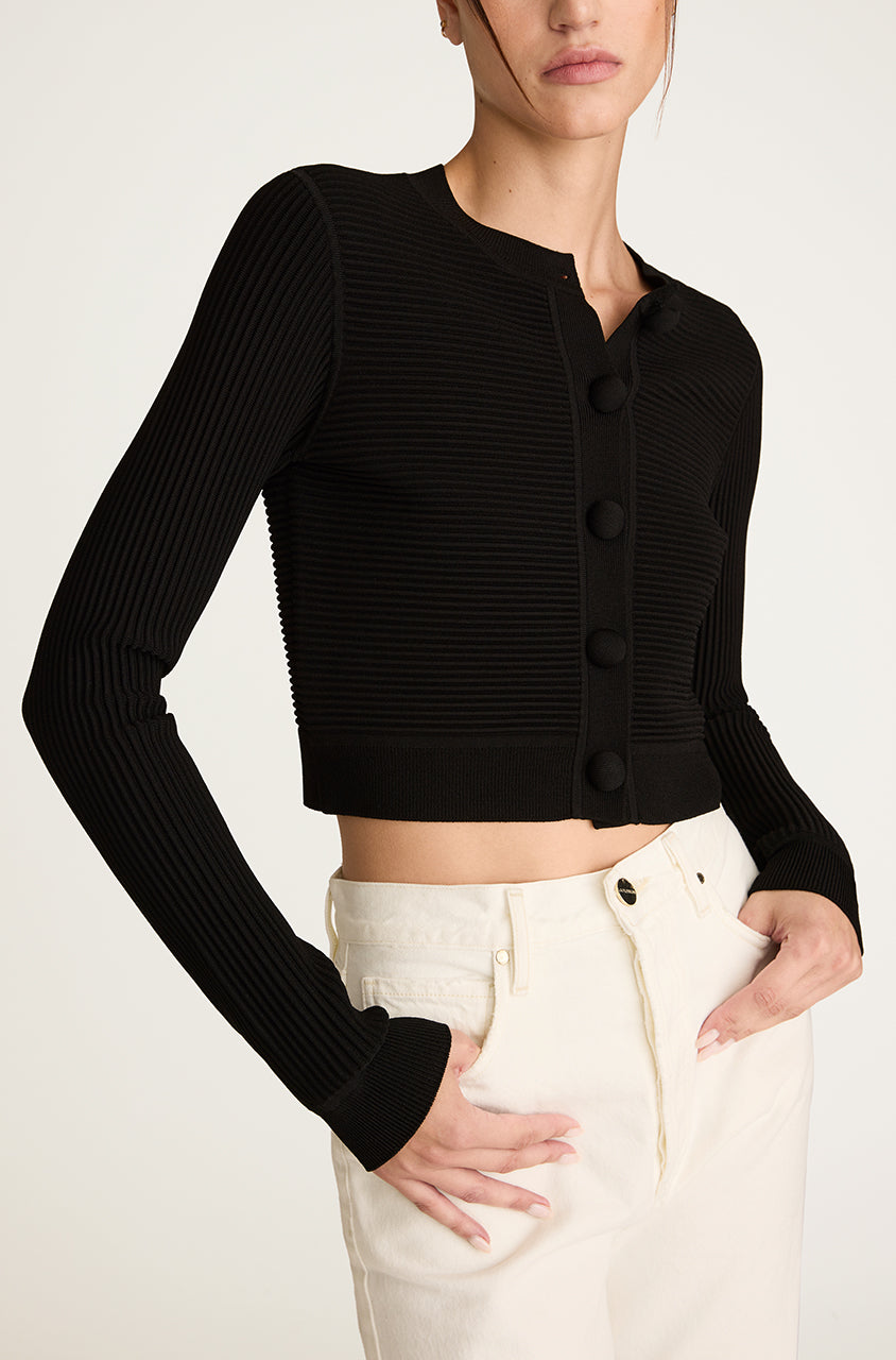  Ottoman Cardigan in Black by Rebecca Taylor