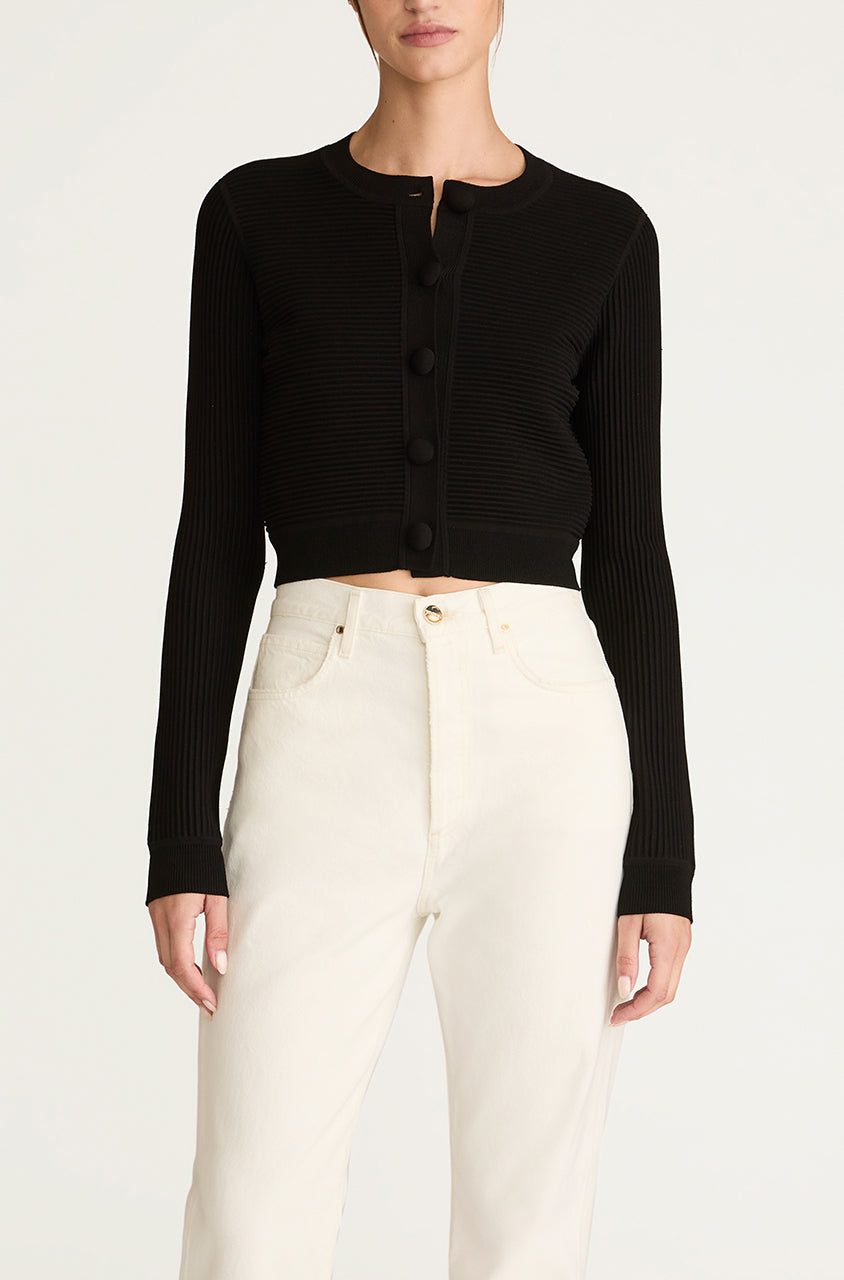  Ottoman Cardigan in Black by Rebecca Taylor