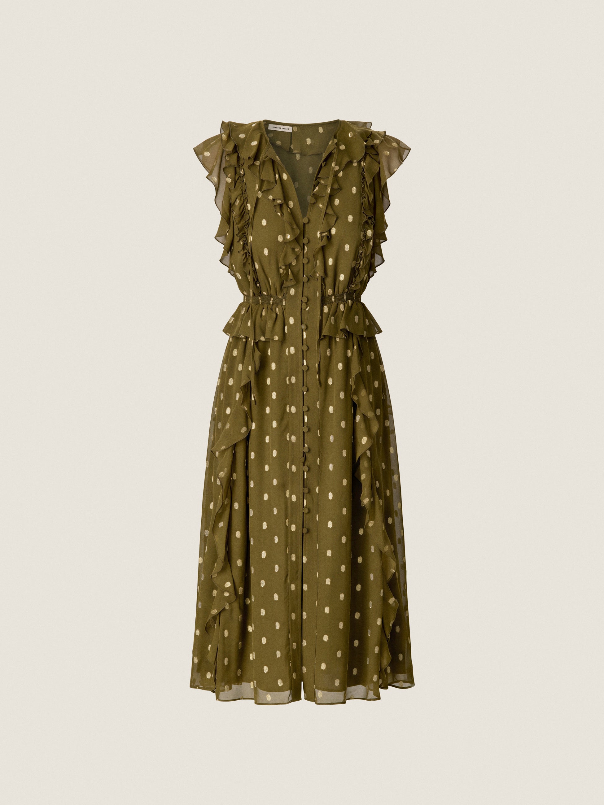  Kinley Metallic Dot Dress in Olive by Rebecca Taylor