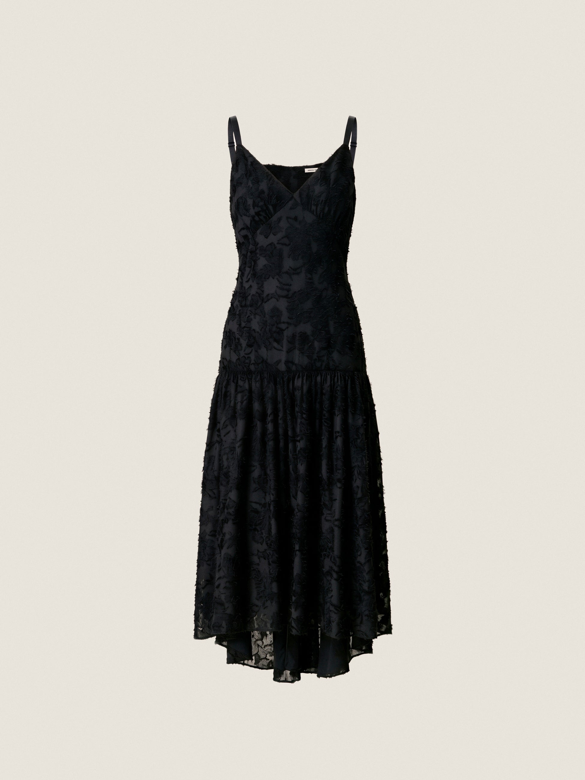  Sierra Textured High-Low Maxi Dress in Noir by Rebecca Taylor