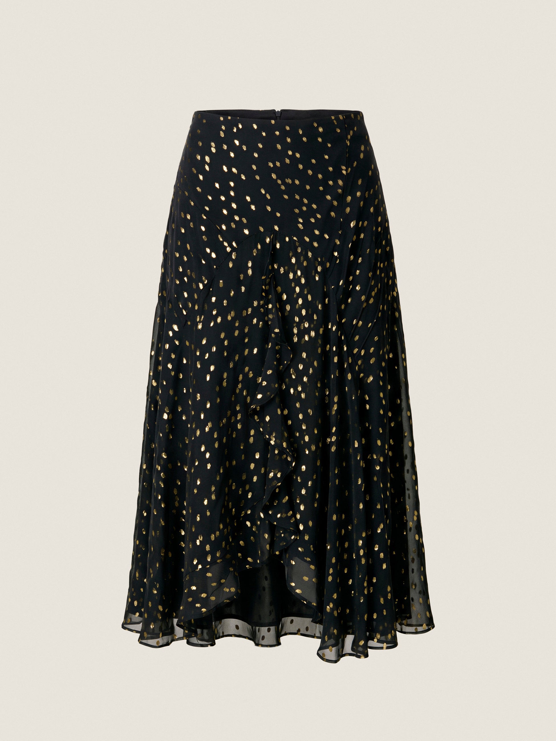  Noha Metallic Dot Skirt in Noir by Rebecca Taylor