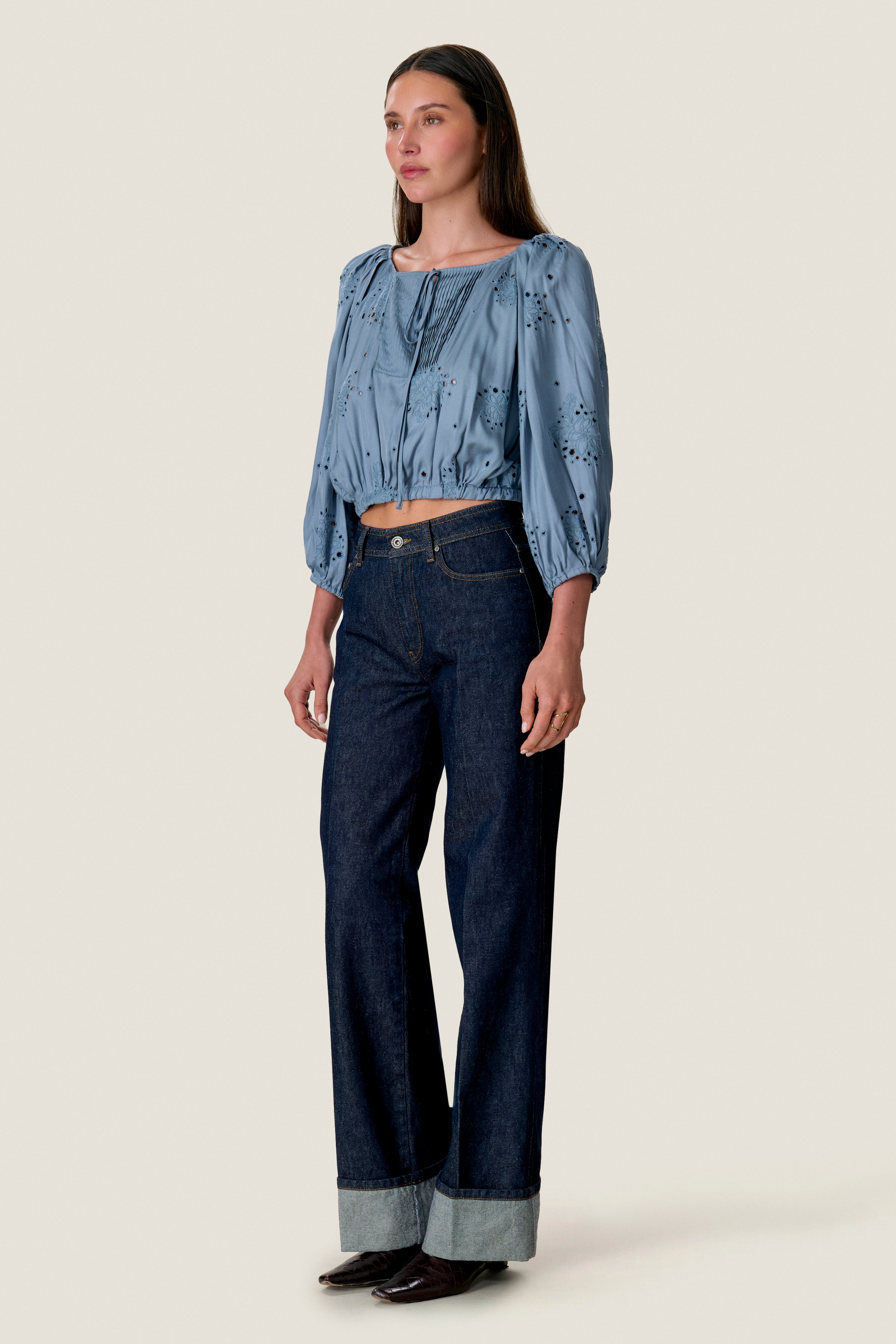  Maya Embroidered Bubble Top in Storm by Rebecca Taylor
