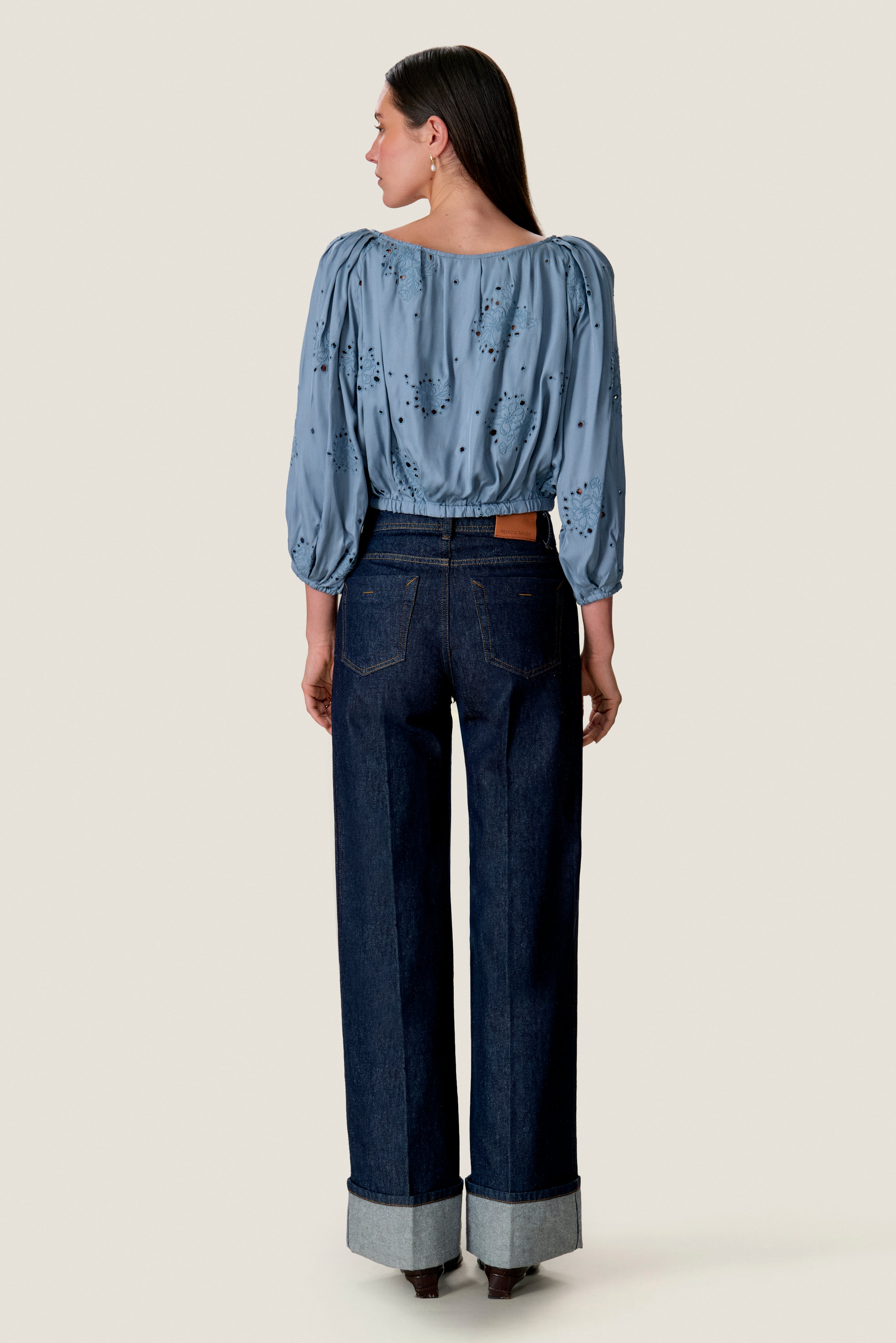  Maya Embroidered Bubble Top in Storm by Rebecca Taylor