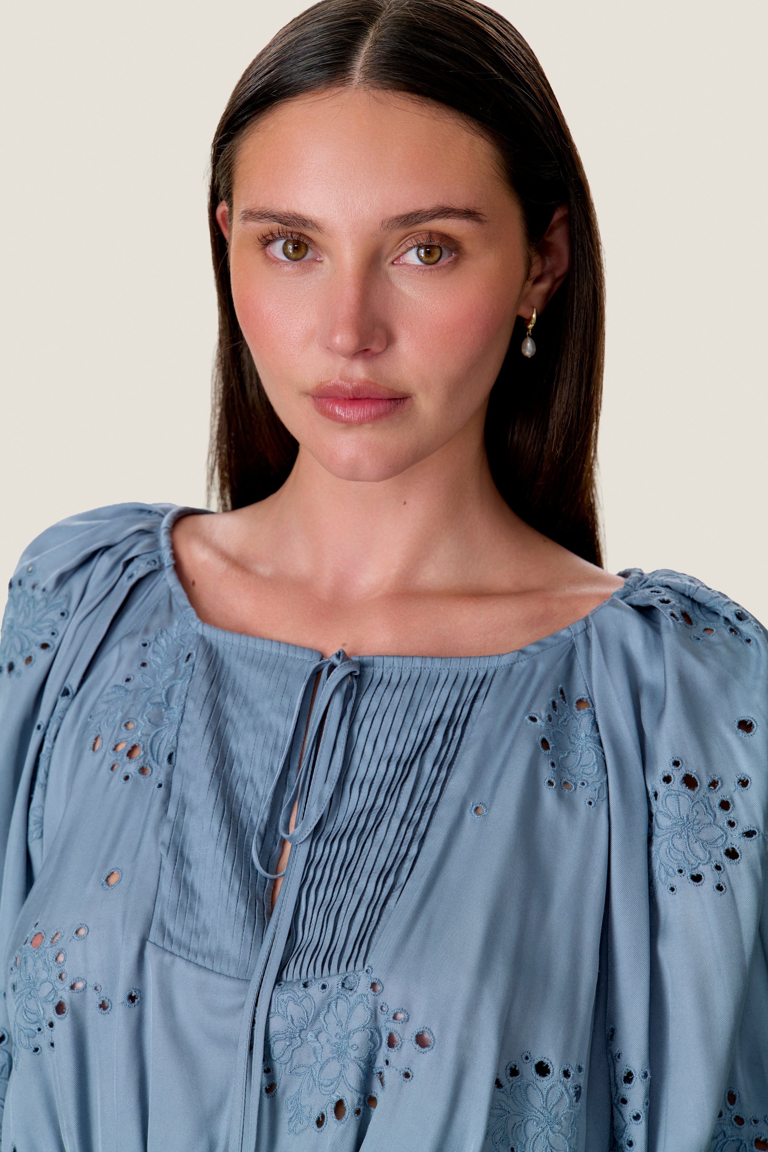  Maya Embroidered Bubble Top in Storm by Rebecca Taylor