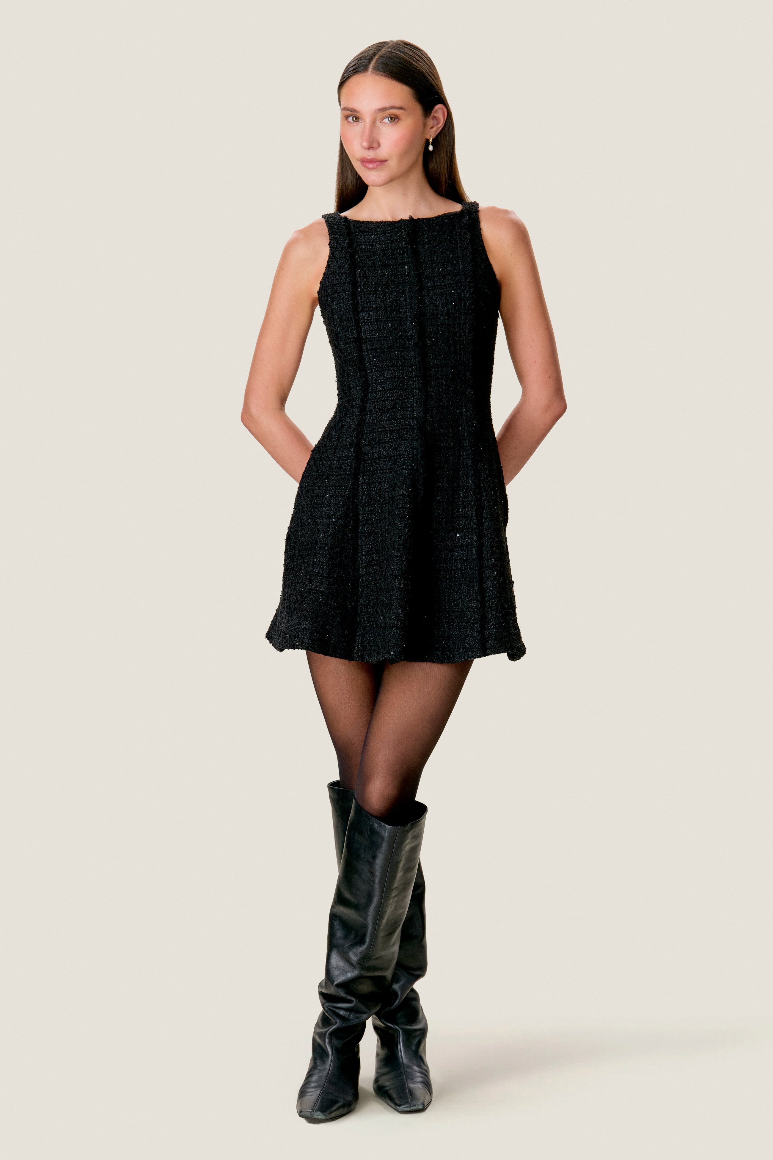  Bianca Tweed Dress in Noir by Rebecca Taylor