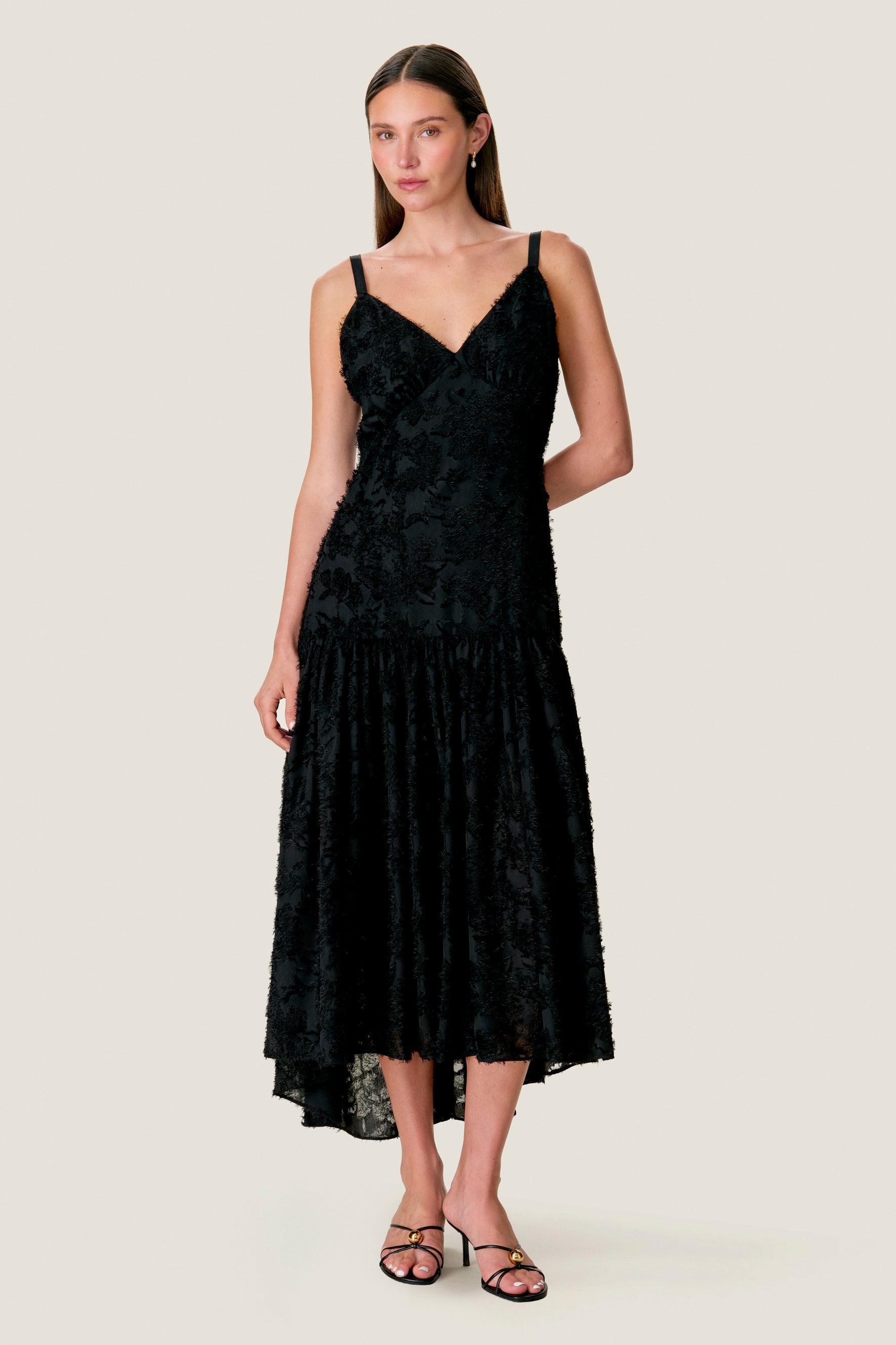 Sierra Textured High-Low Maxi Dress