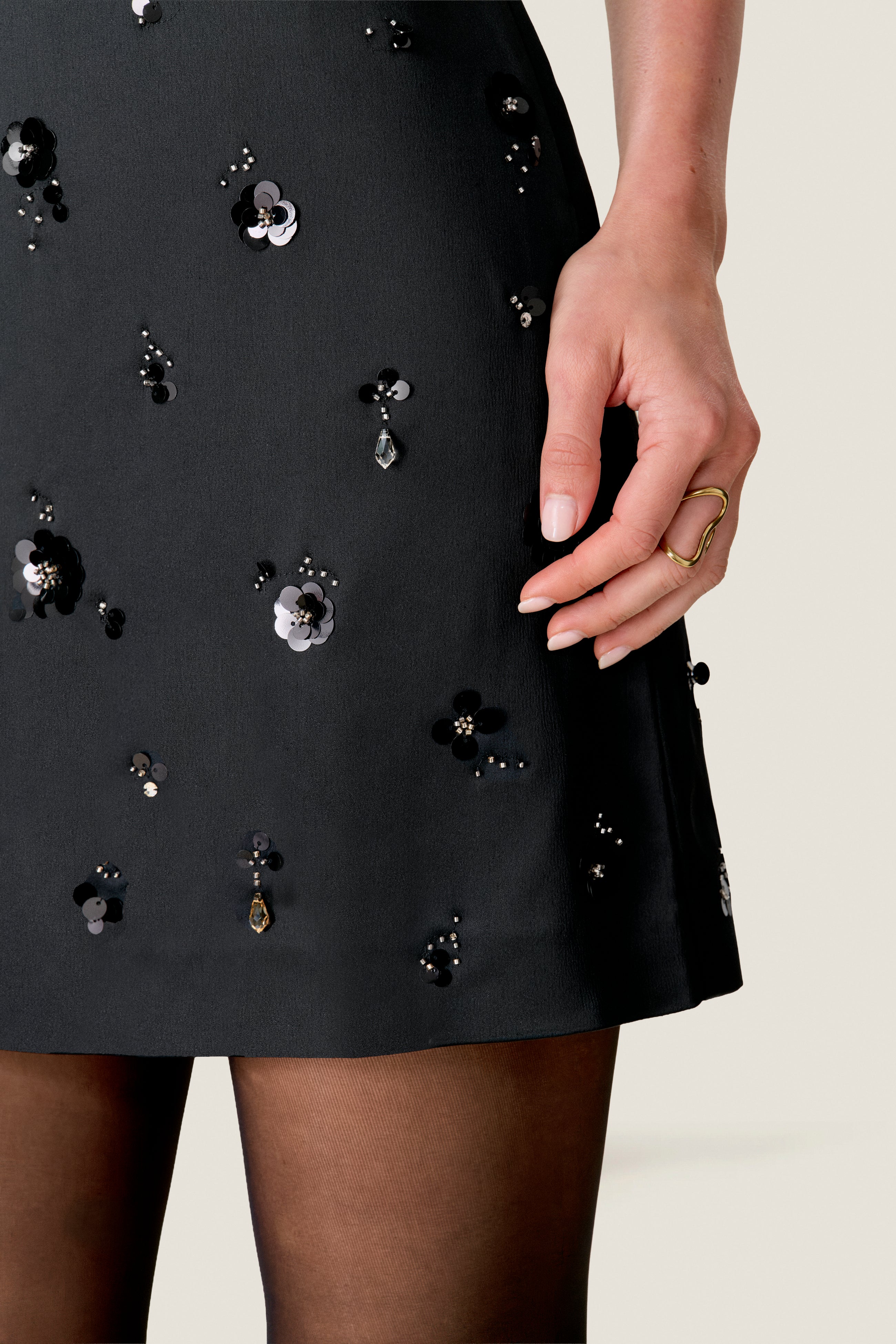  Cece Embellished Mini Dress in Noir by Rebecca Taylor