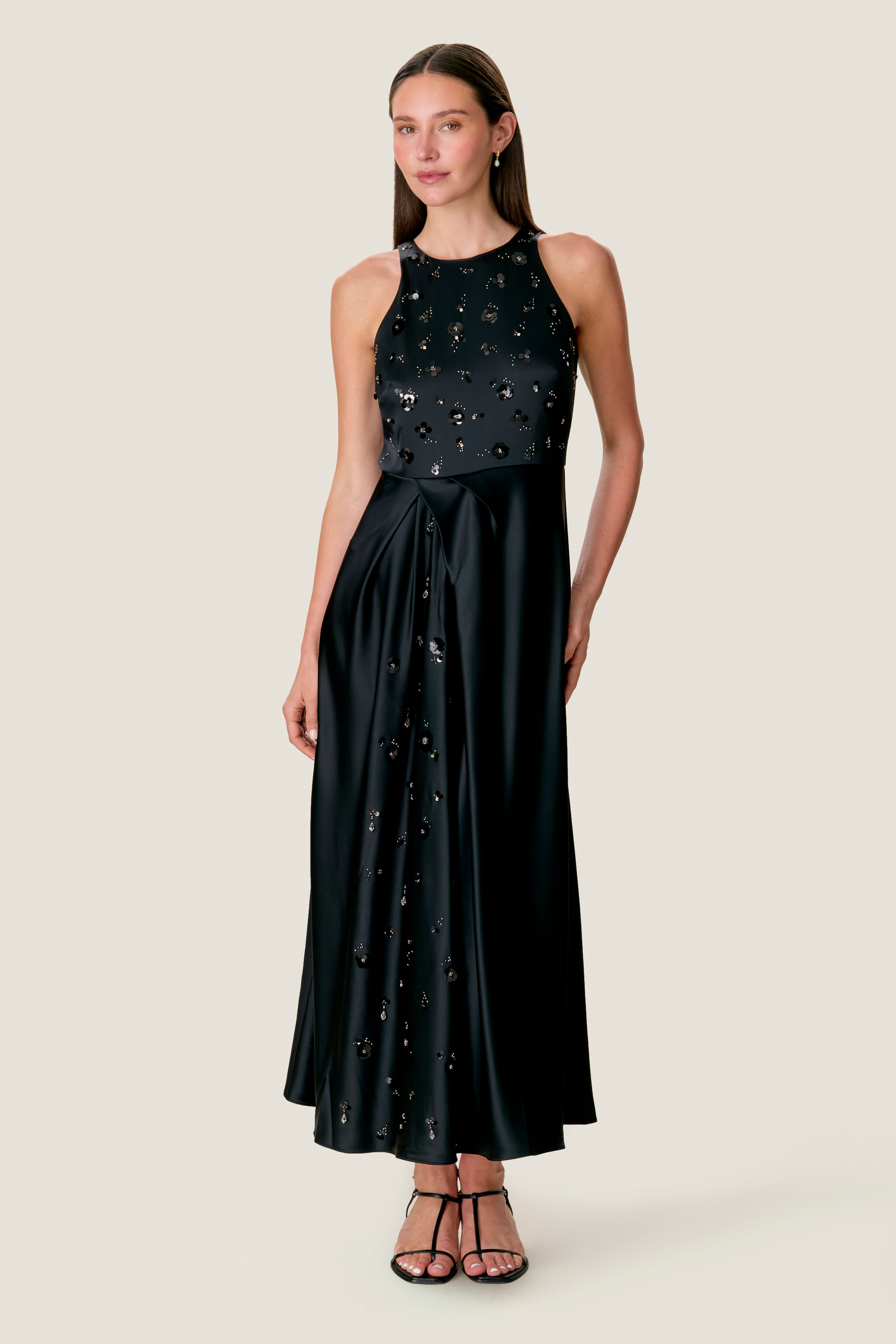  Camille Embellished Midi Dress in Noir by Rebecca Taylor