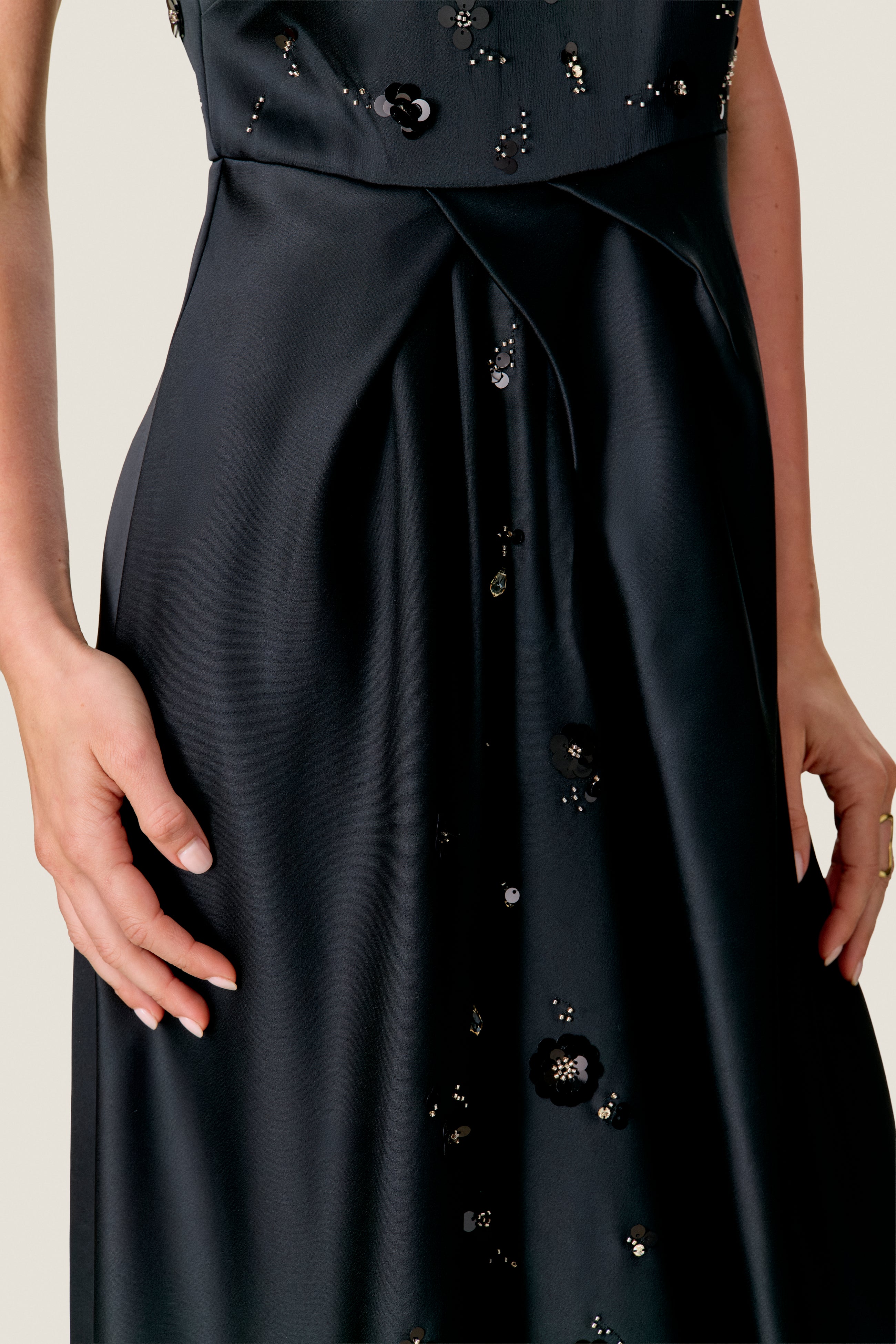  Camille Embellished Midi Dress in Noir by Rebecca Taylor